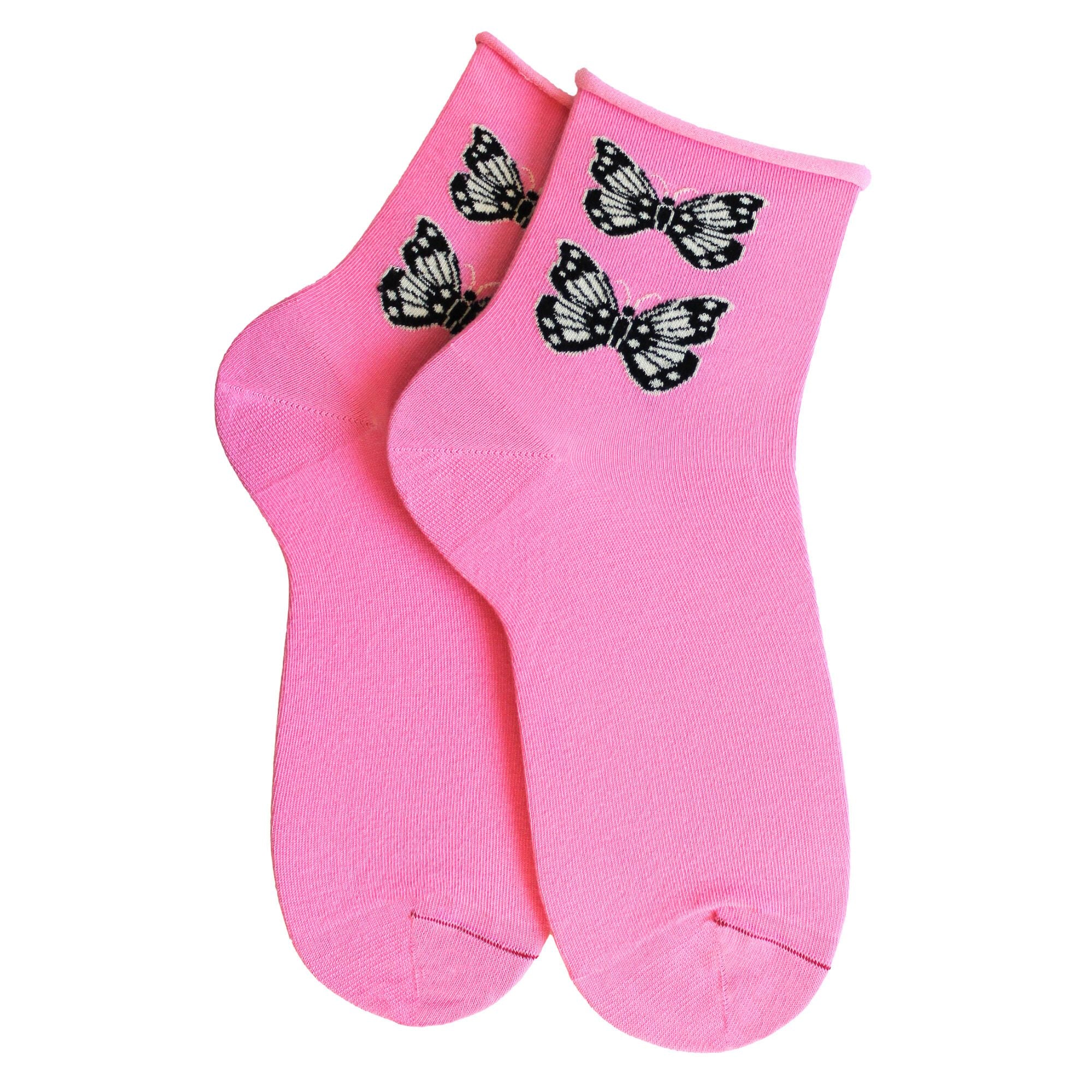 Socquettes en coton Rose bonbon - Papillon