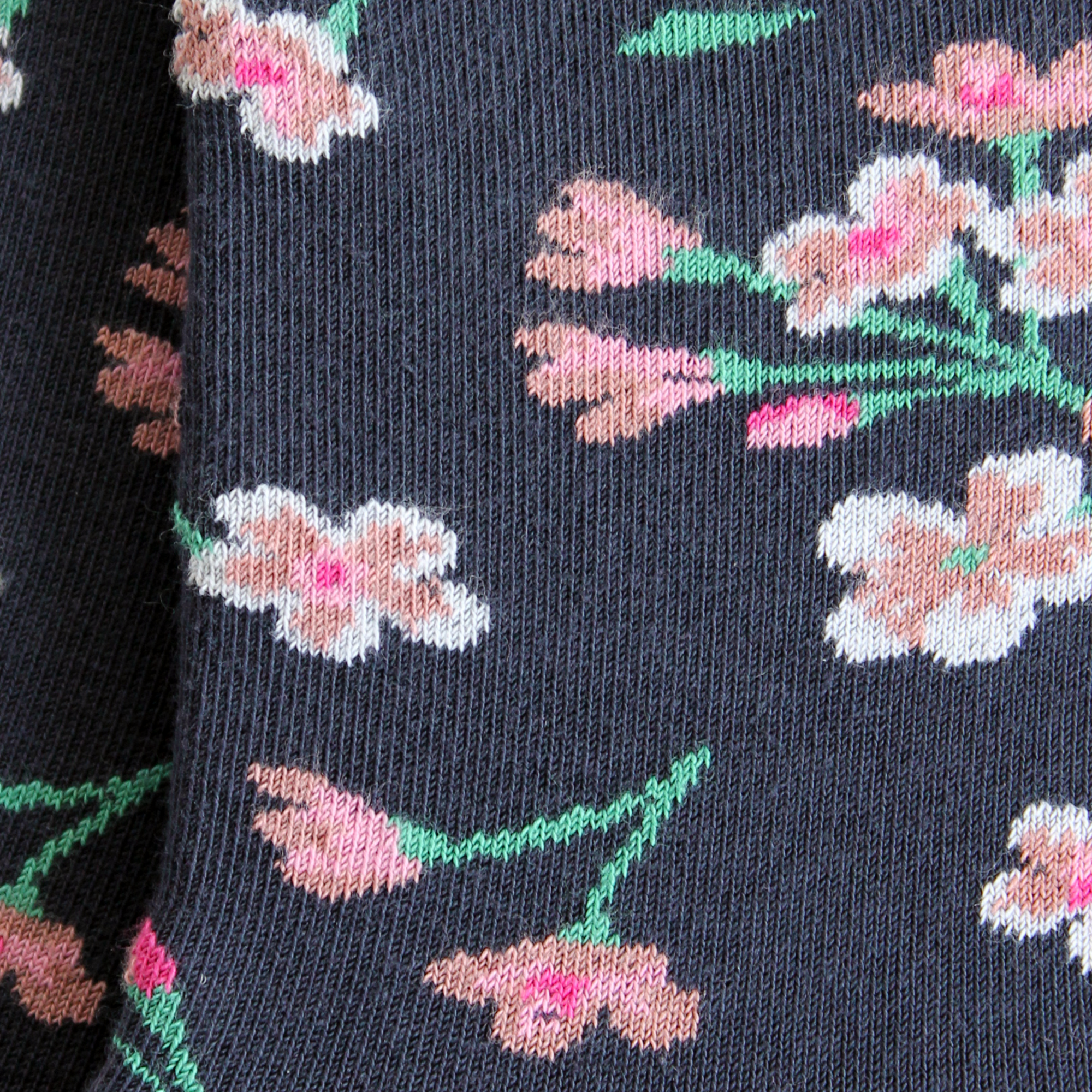 Socquettes en coton Bleu marine - Fleurs de cerisier