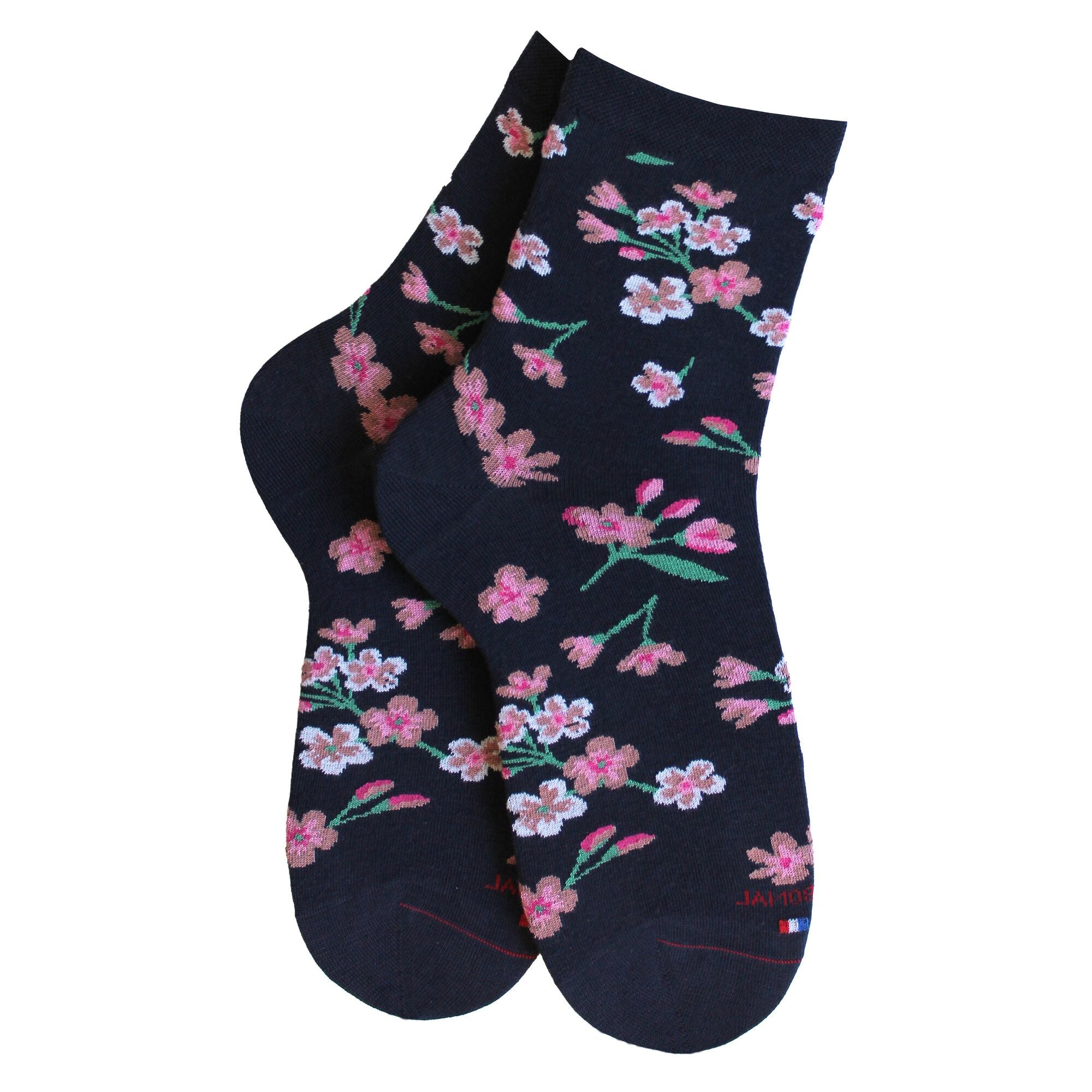 Socquettes en coton Bleu marine - Fleurs de cerisier