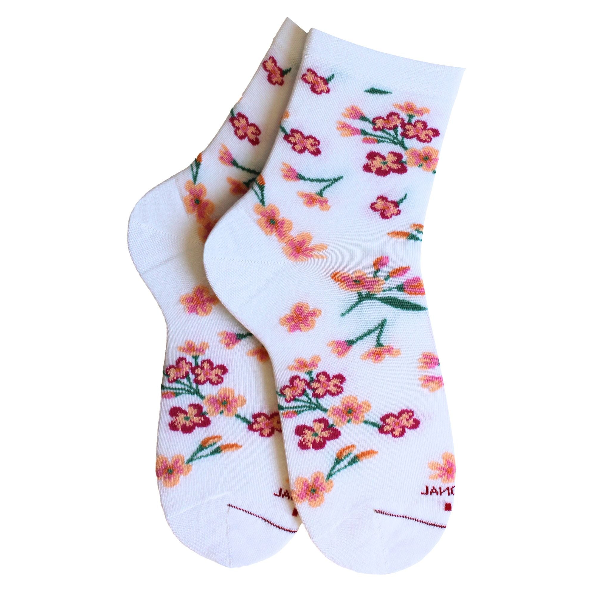 Socquettes en coton Blanc - Fleurs de cerisier