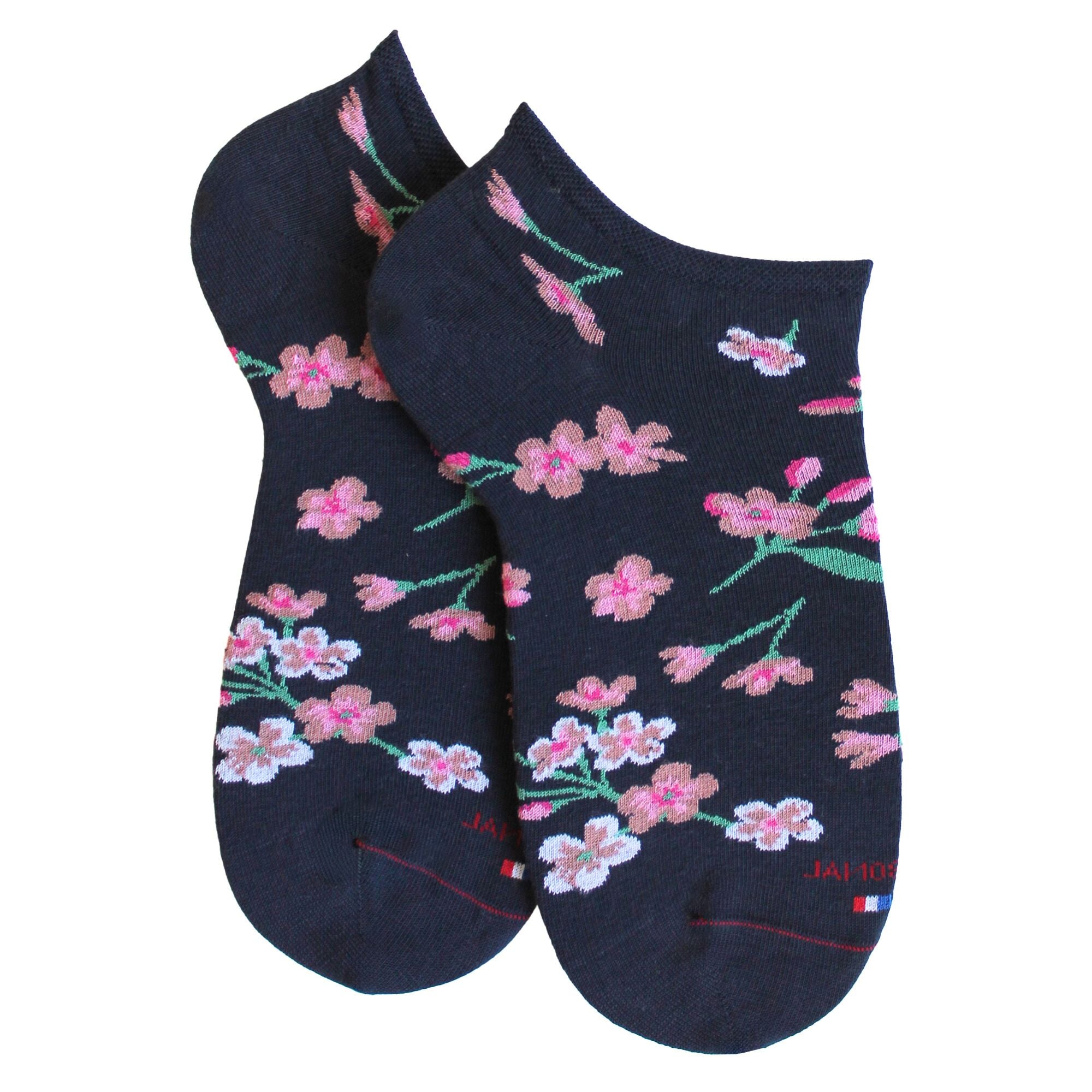 Mini-socquettes en coton Bleu marine - Fleurs de cerisiers