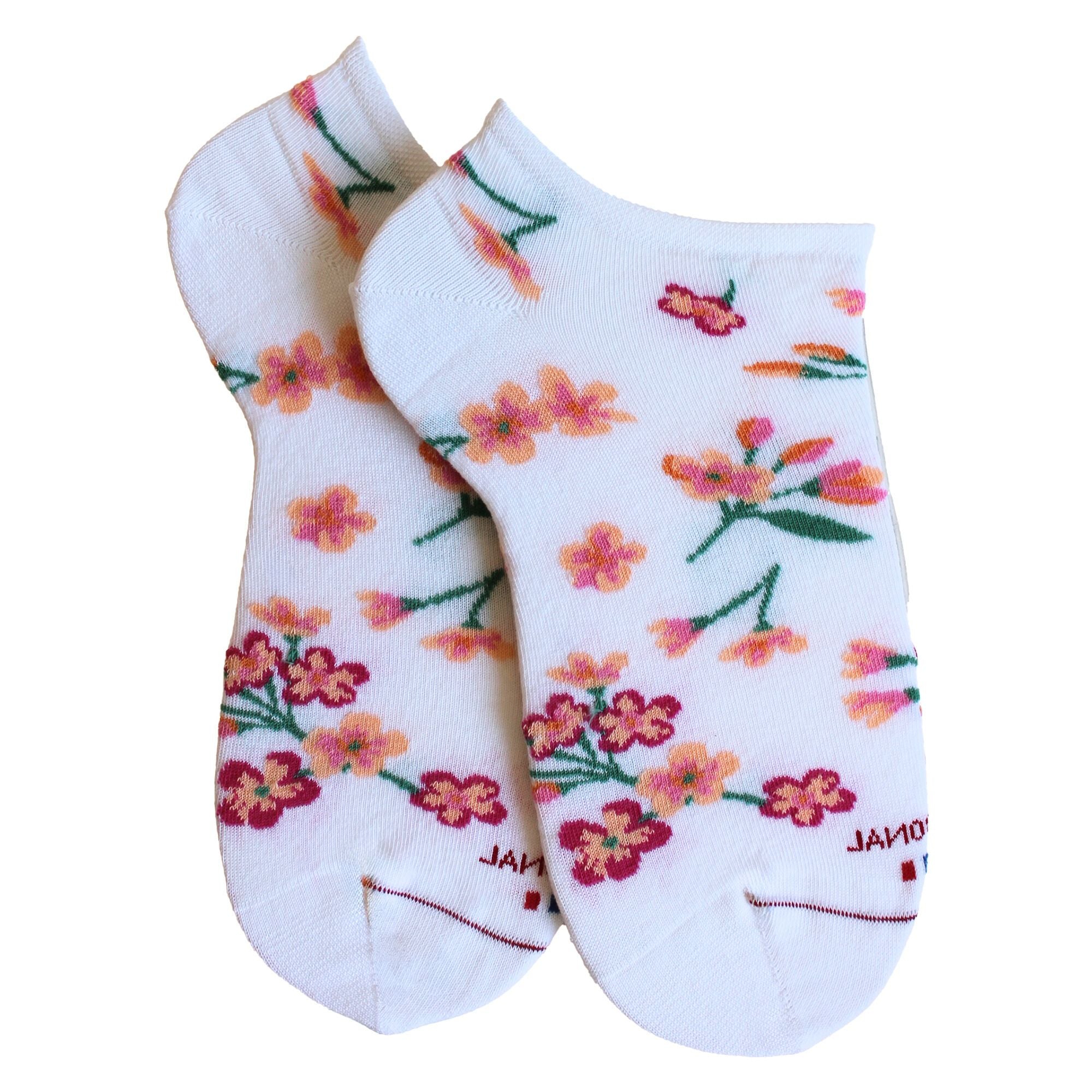 Mini-socquettes en coton Blanc - Fleurs de cerisiers