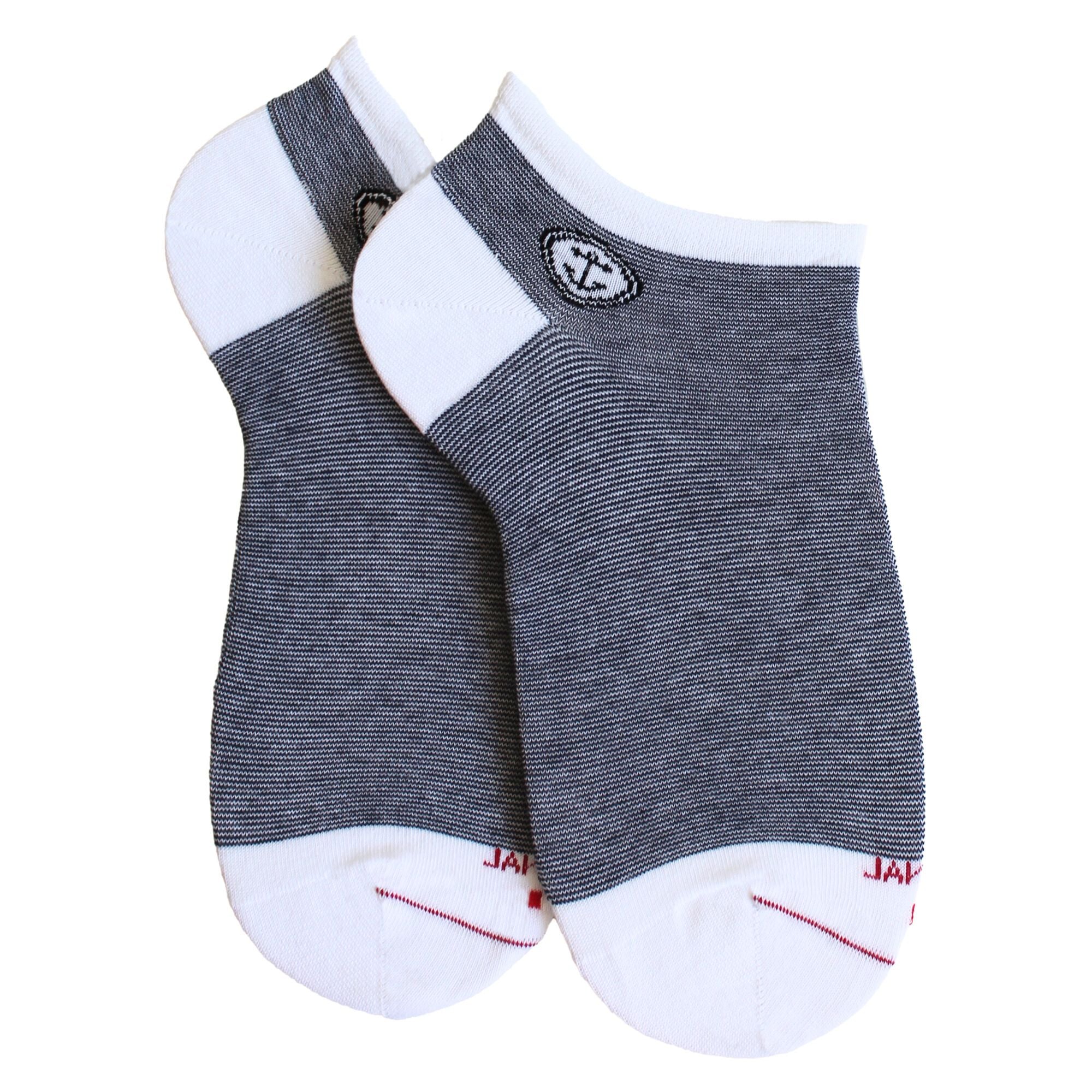 Mini-socquettes en coton Bleu marine - Fines rayures et bouton