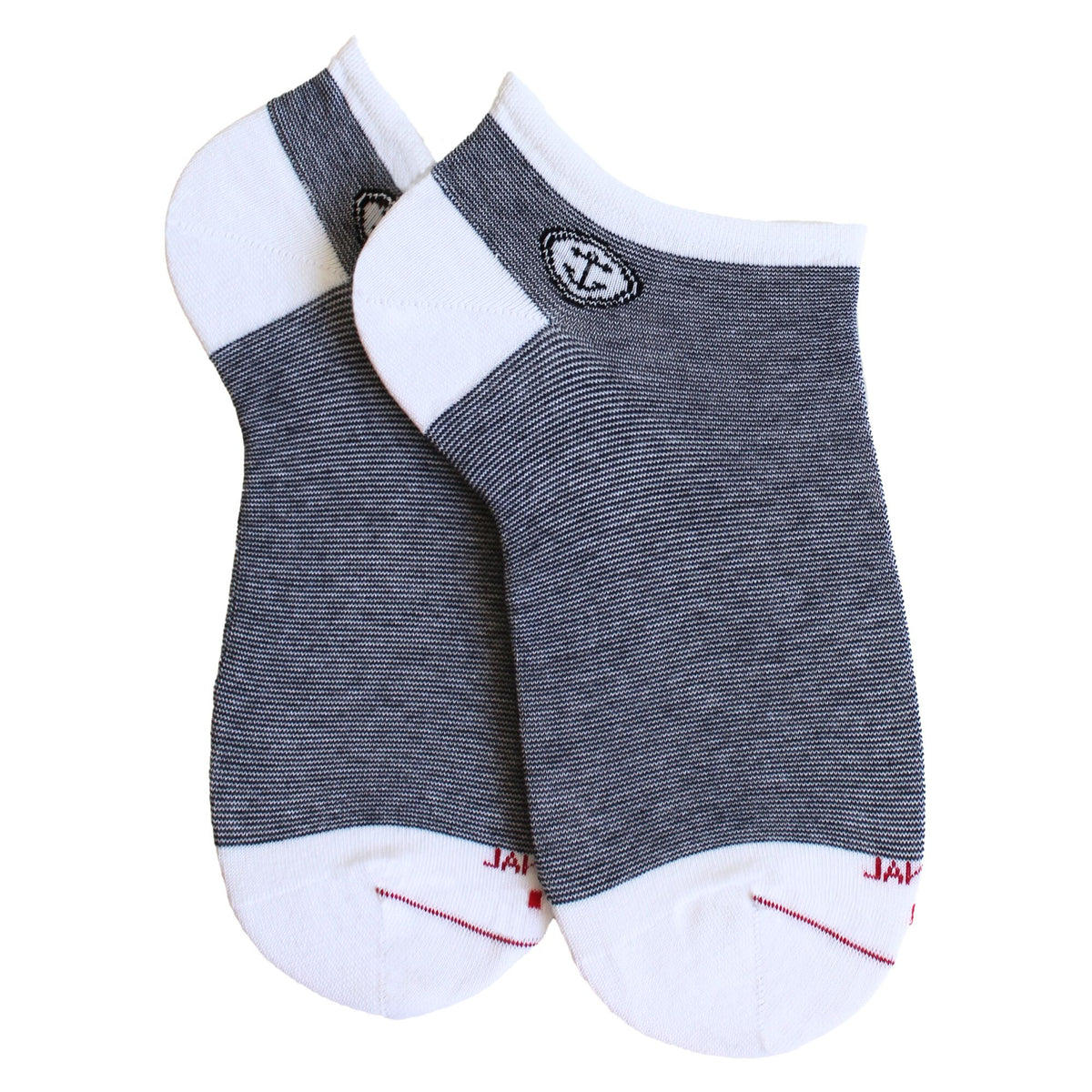 chaussettes courtes femme coton bleu marine rayures bouton | Labonal