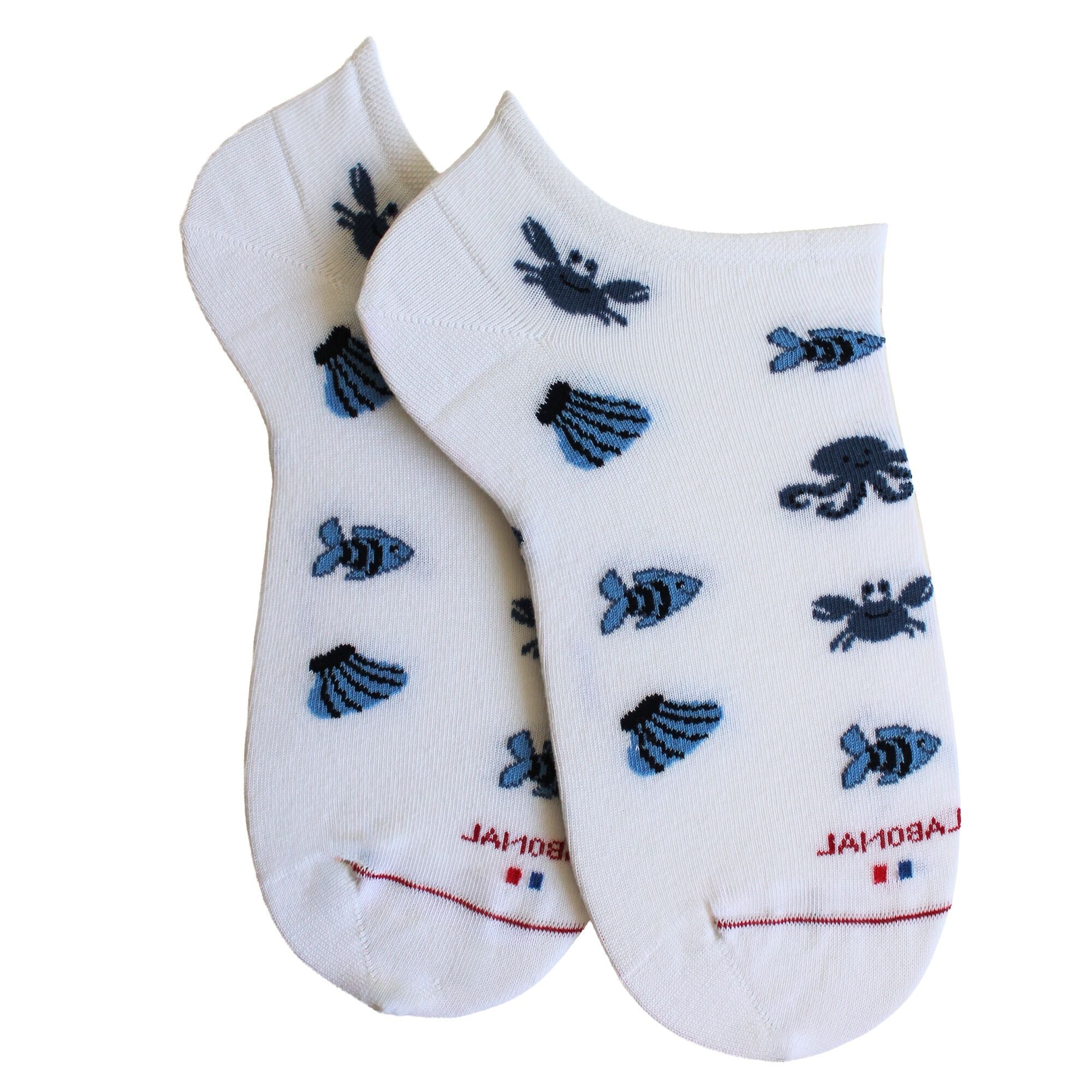 Mini-socquettes en coton Blanc - Semis animaux marins