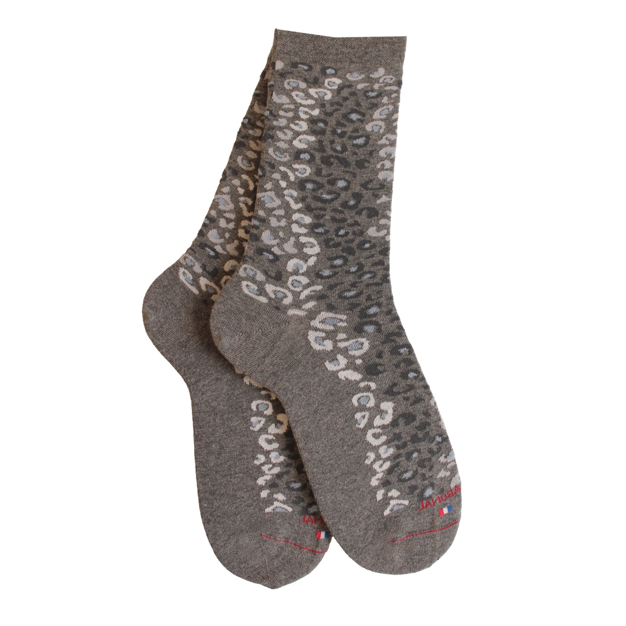 Chaussettes coton gris foncé motif panthère