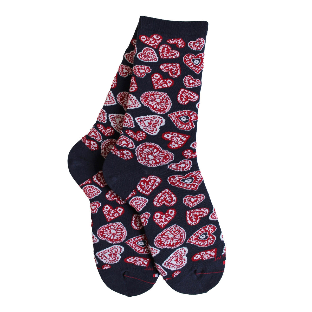 Chaussettes coton bleu motif cœurs folkloriques
