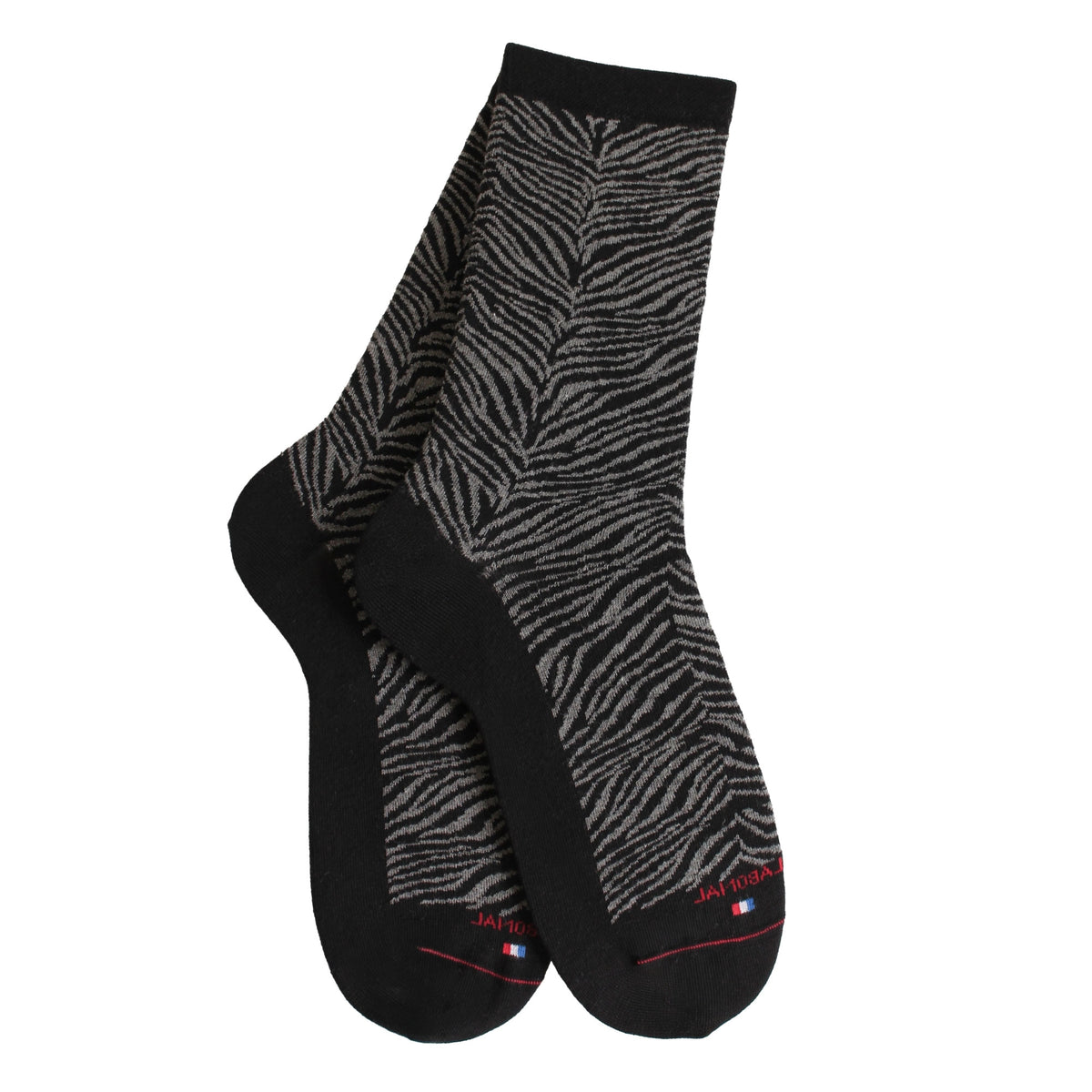 Chaussettes coton noir motif zèbre