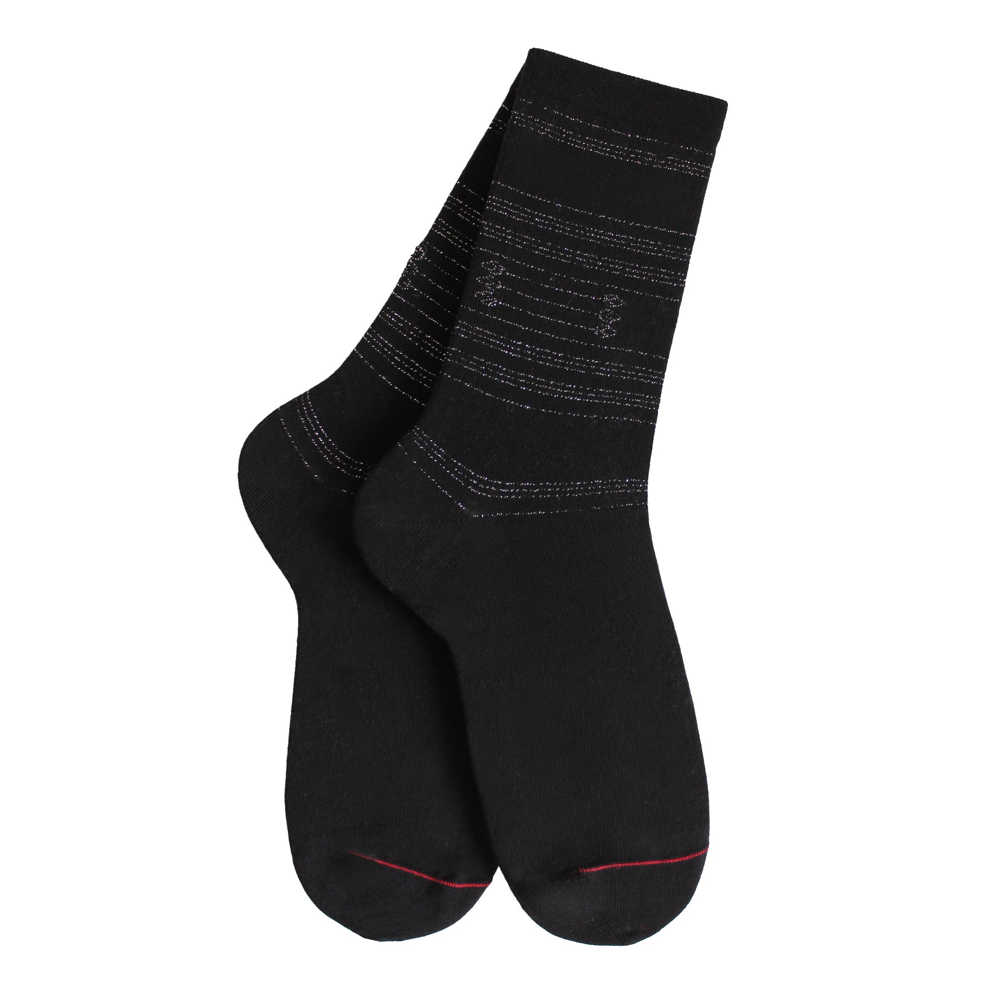 Chaussettes coton noir rayures brillantes