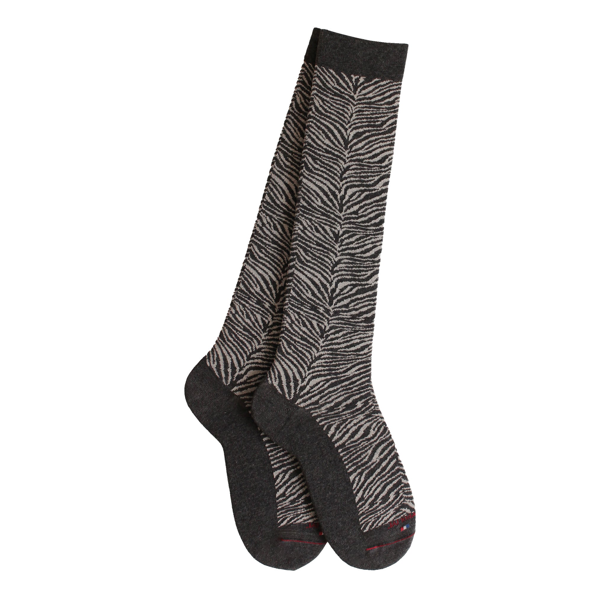 Mi-bas coton gris motif zebre
