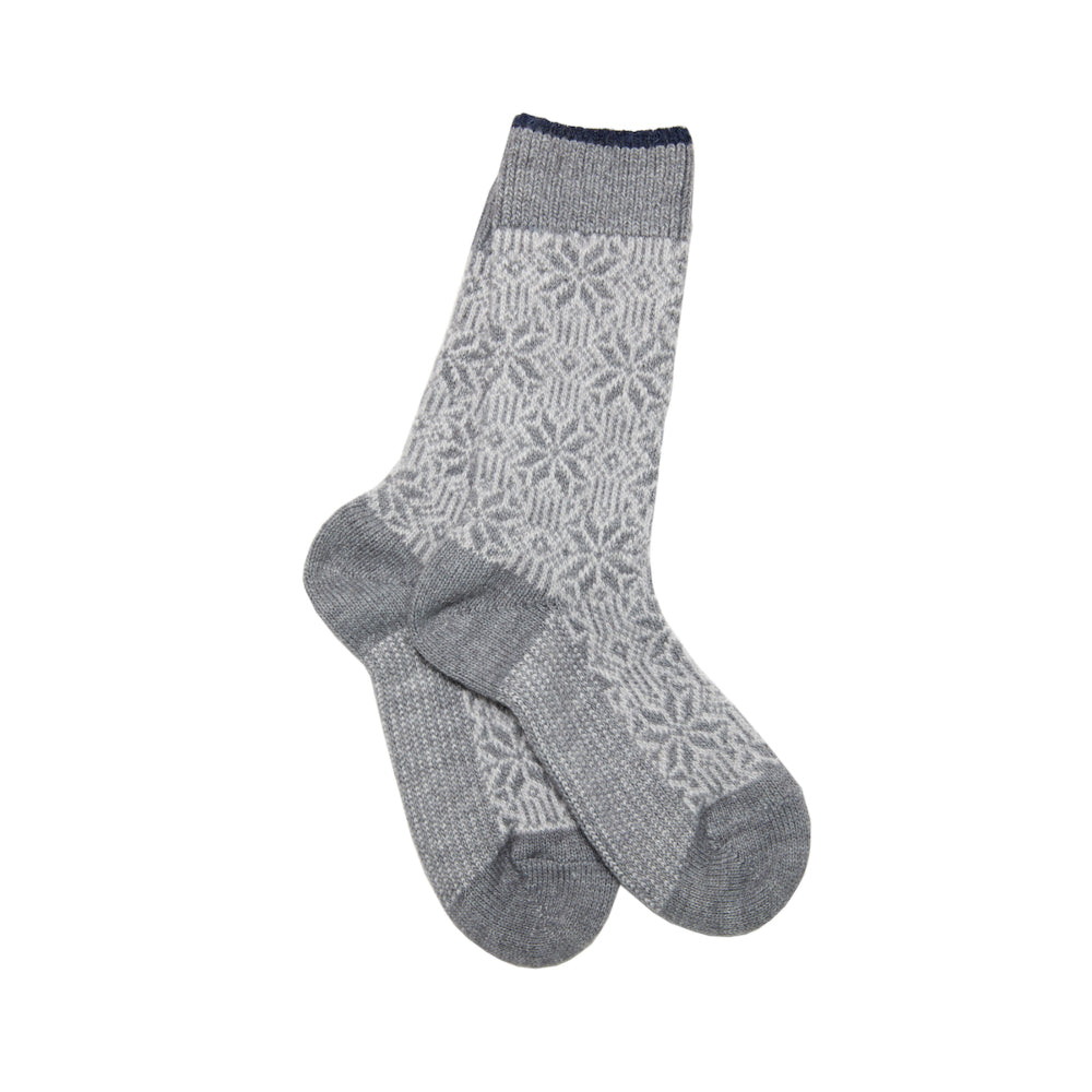 Chaussettes alpaga épaisses Gris moyen - Style Norvégien bicolore