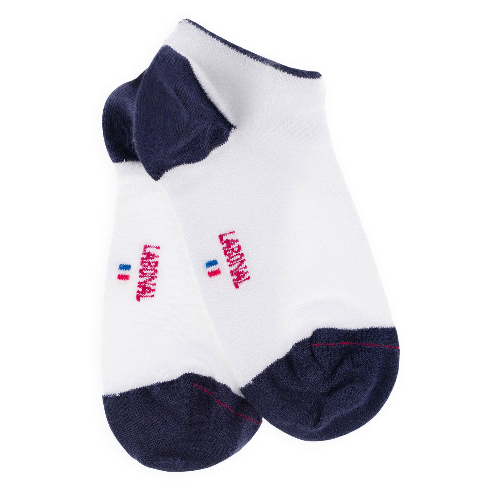 Mini-socquettes en bambou Blanc & Marine - Unies jersey