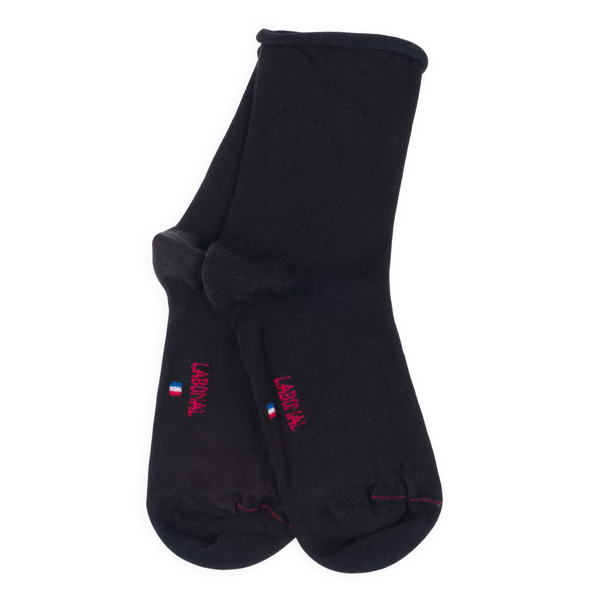 Socquettes en bambou Noir - Unies jersey roulottées