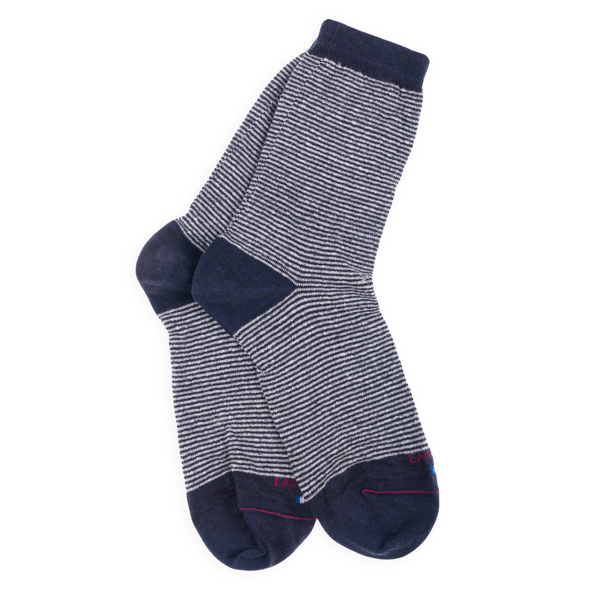 Socquettes en lin Marine - Rayures bicolores
