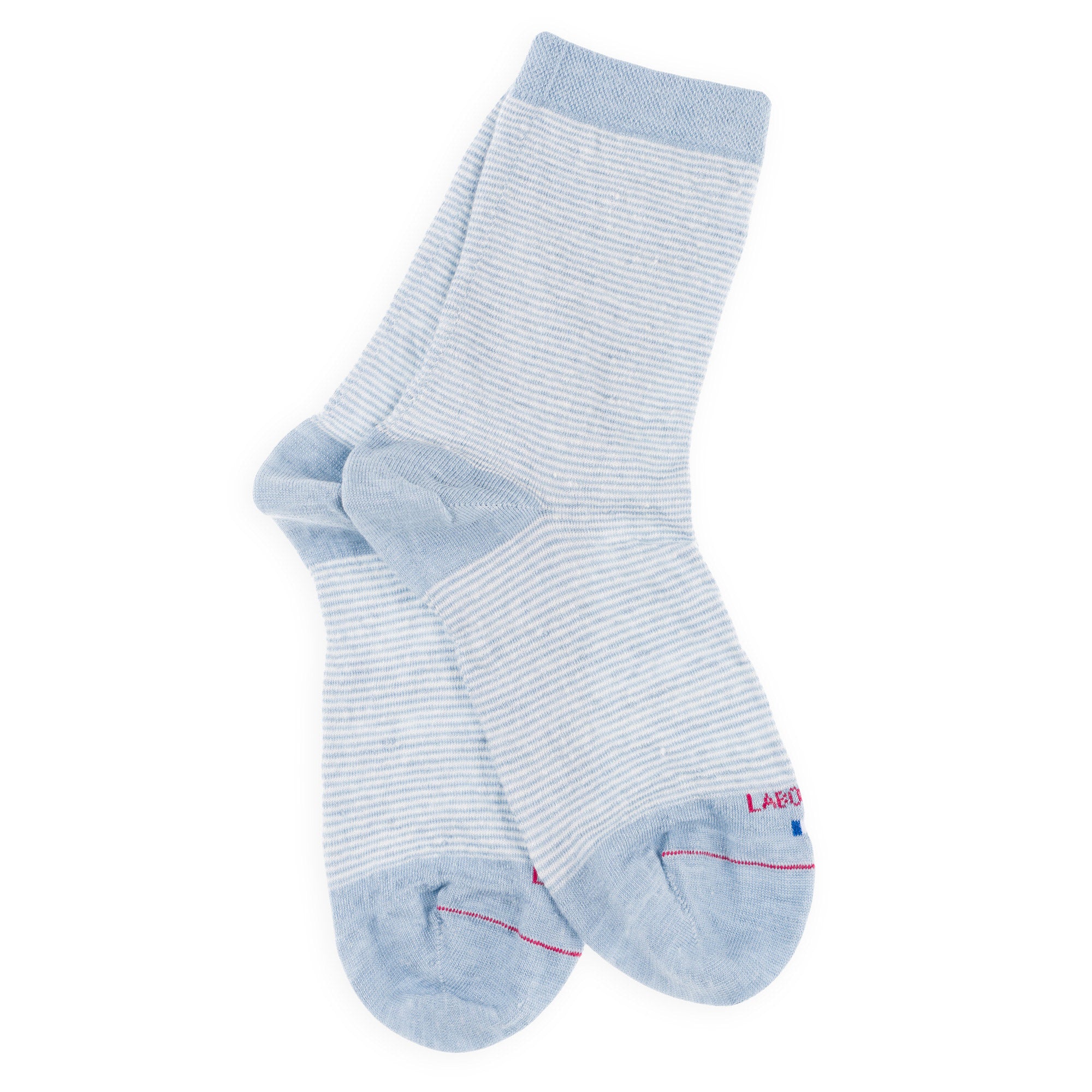 Socquettes en lin Bleu ciel - Rayures bicolores