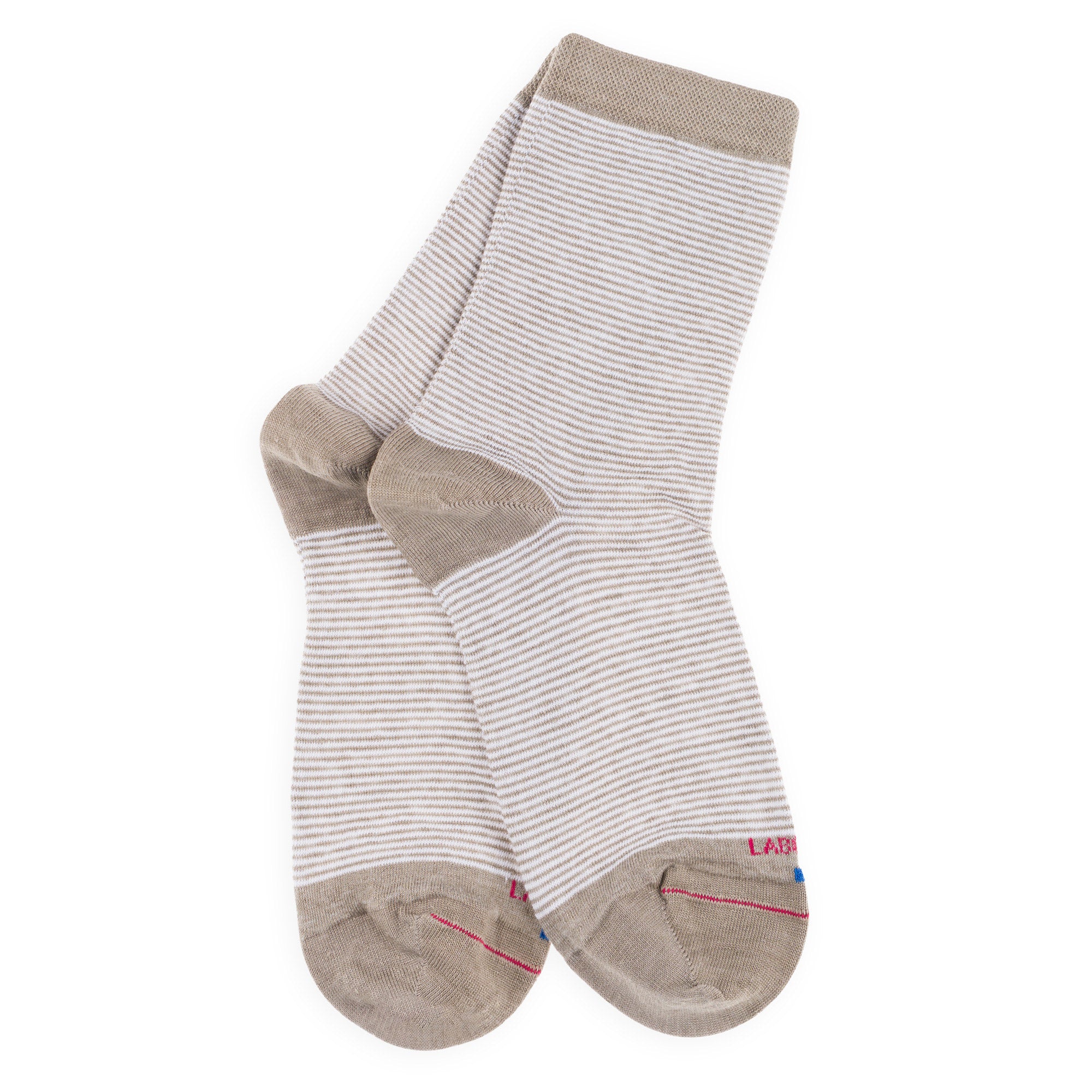 Socquettes en lin Taupe - Rayures bicolores