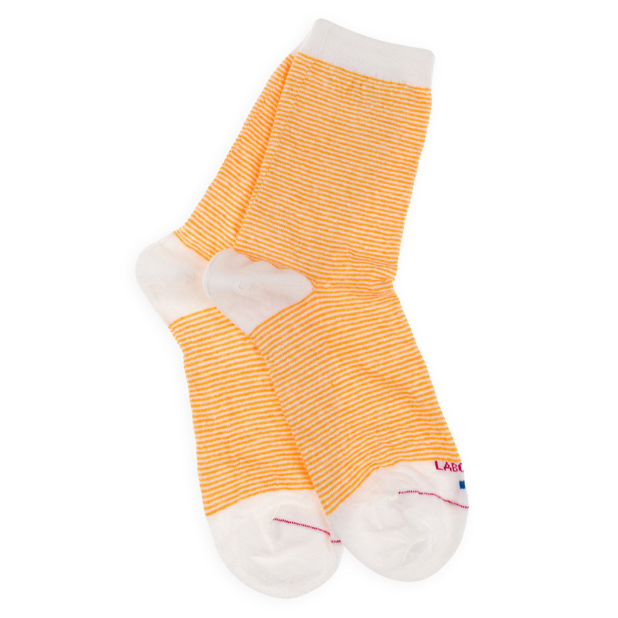 Socquettes en lin Blanc & Jaune - Rayures bicolores