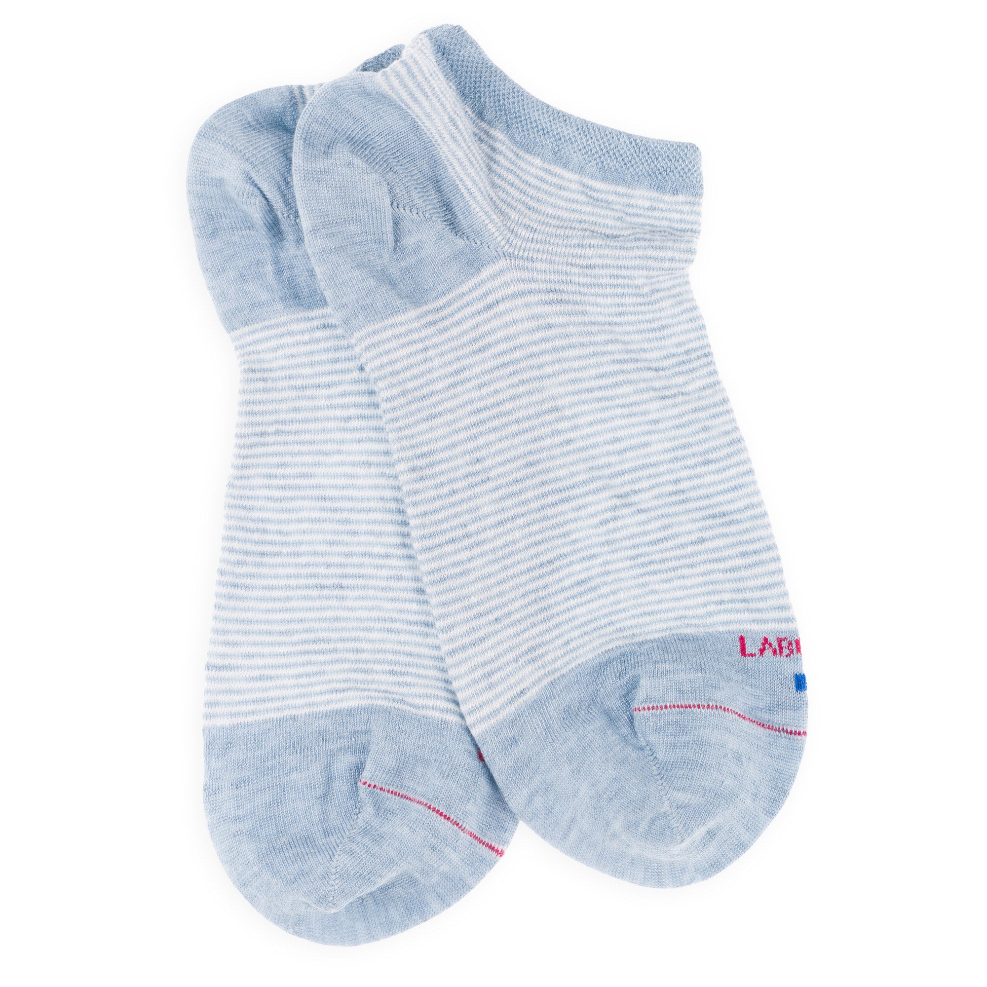 Mini-socquettes en lin Bleu ciel - Rayures bicolores