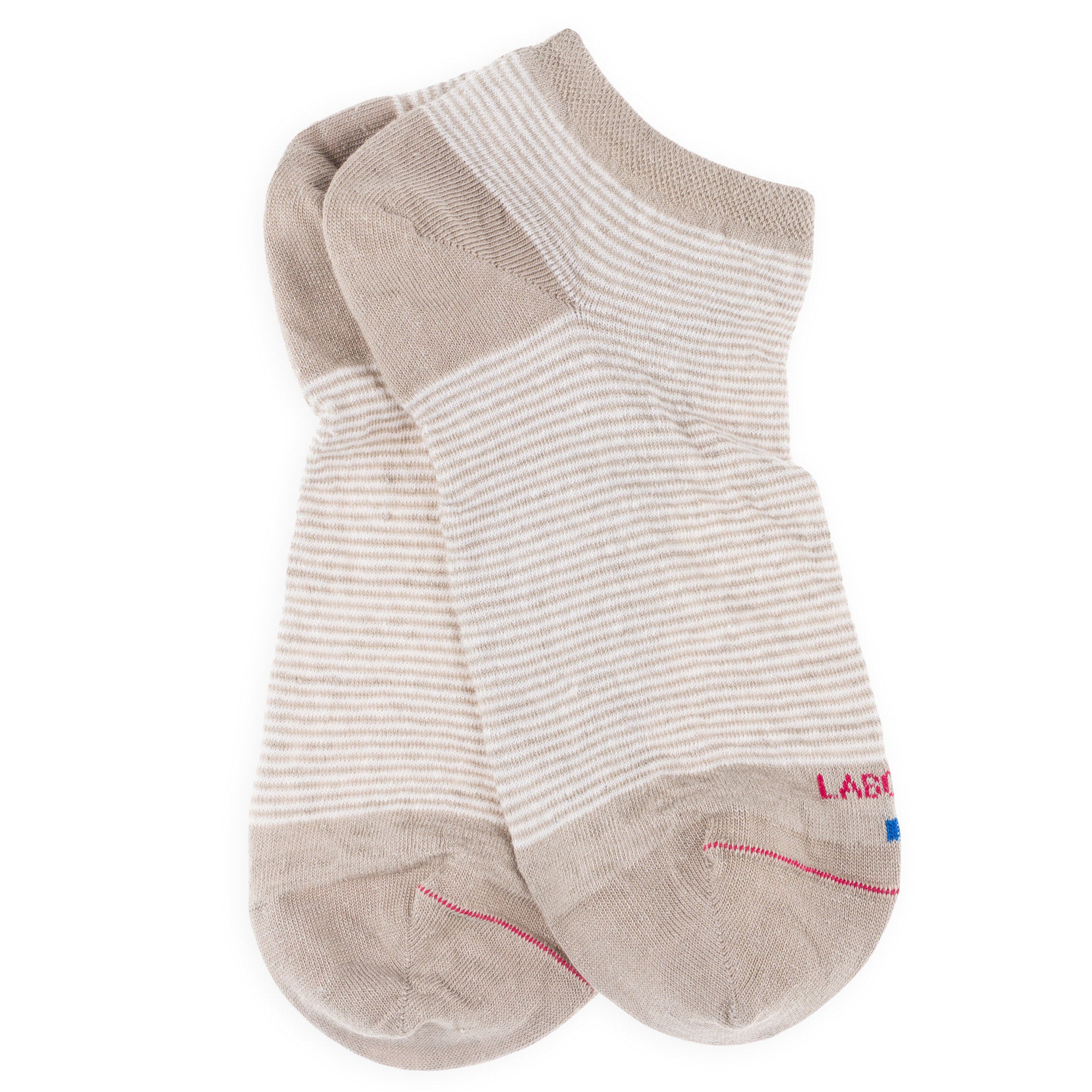 Mini-socquettes en lin Taupe - Rayures bicolores