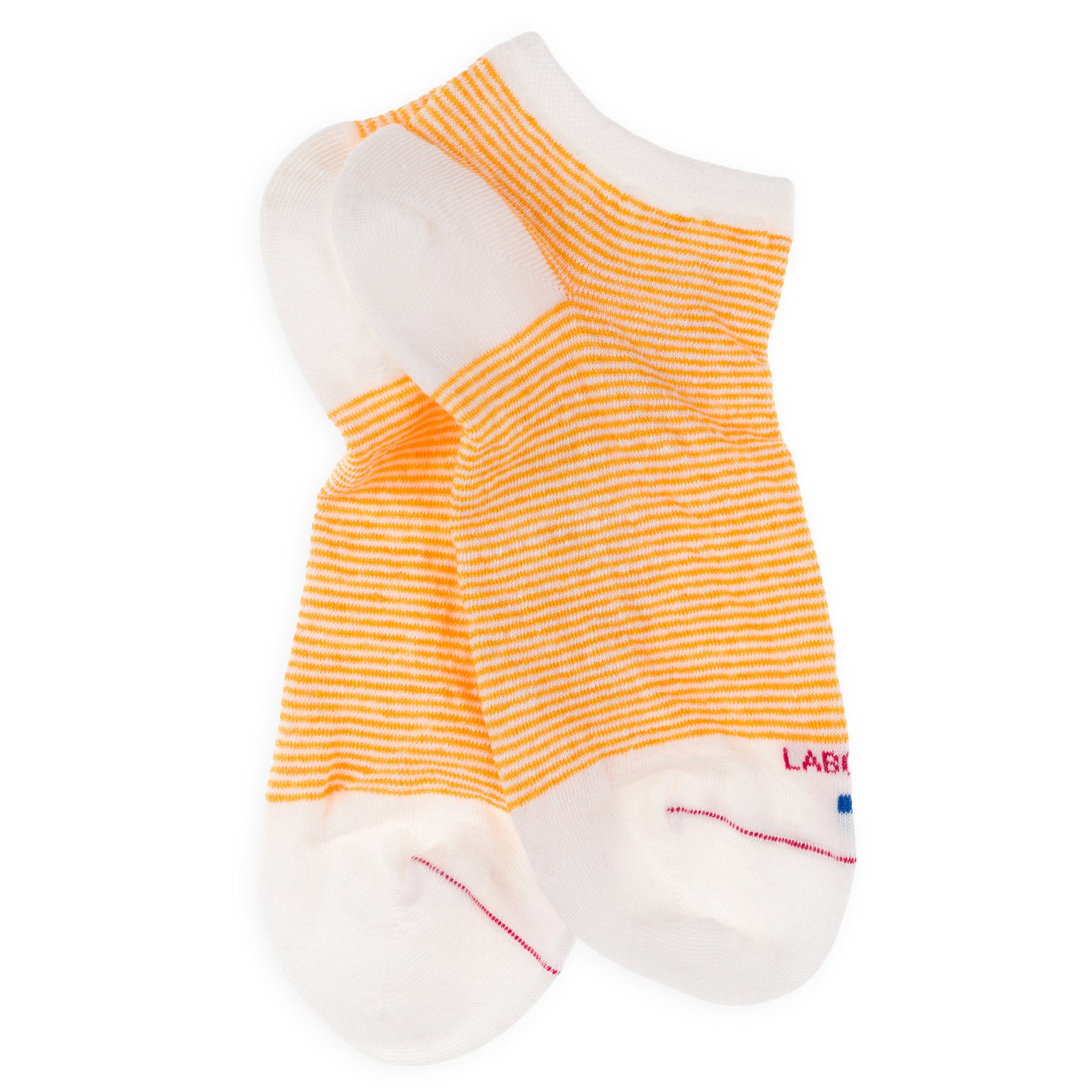 Mini-socquettes en lin Blanc & Jaune - Rayures bicolores