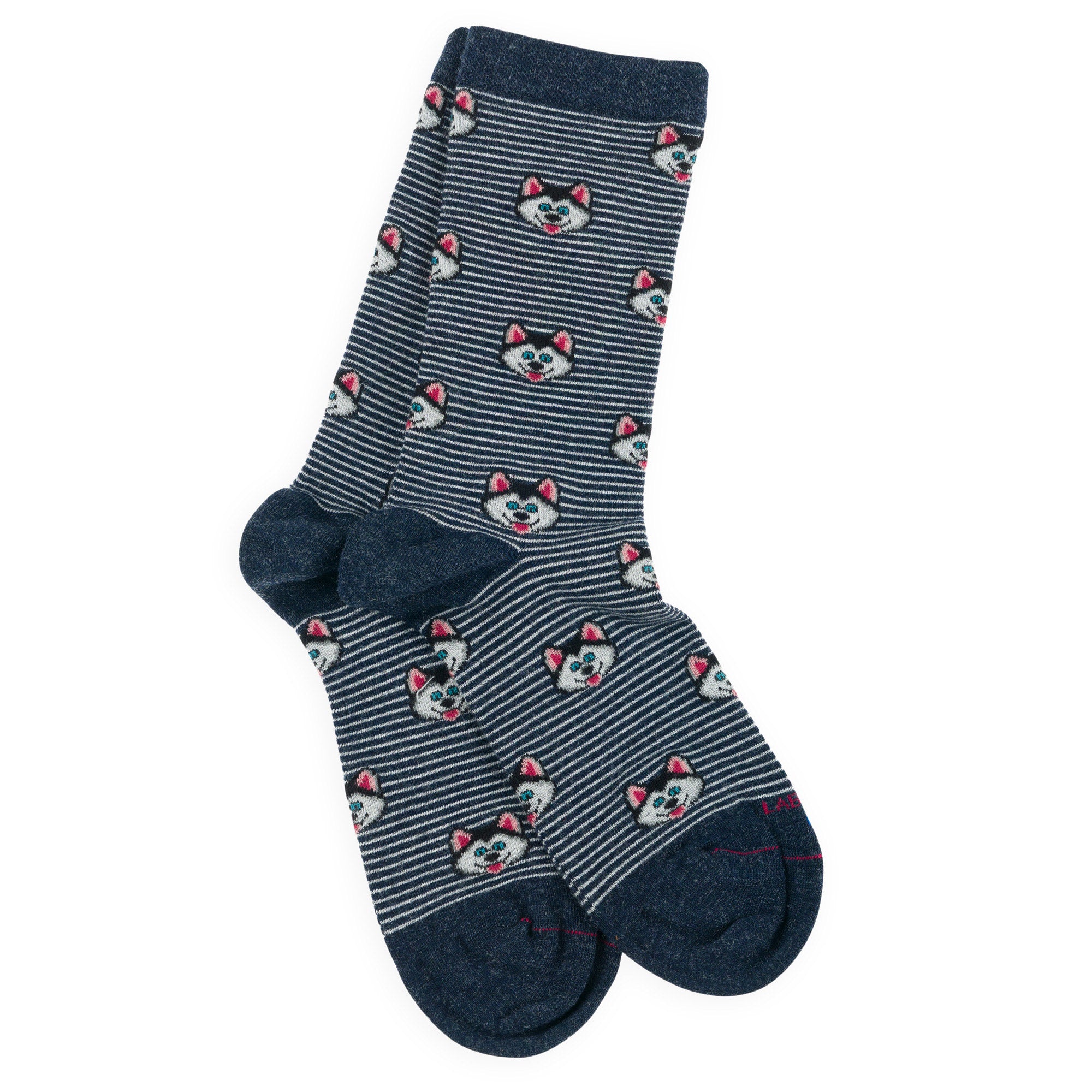 Chaussettes en viscose et soie Bleu jean - Motif rayure husky