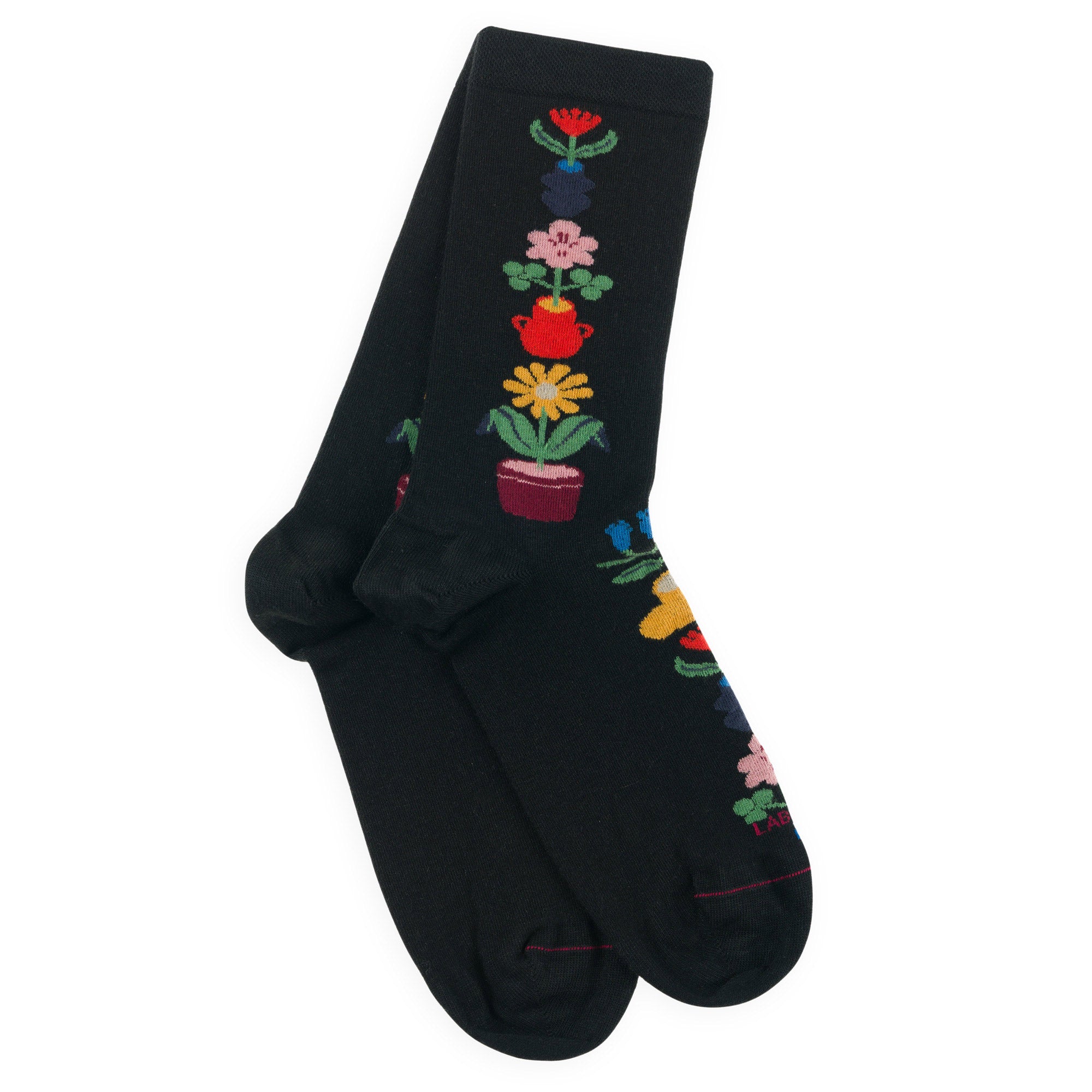 Chaussettes en viscose et soie Noir - Baguette fleurs