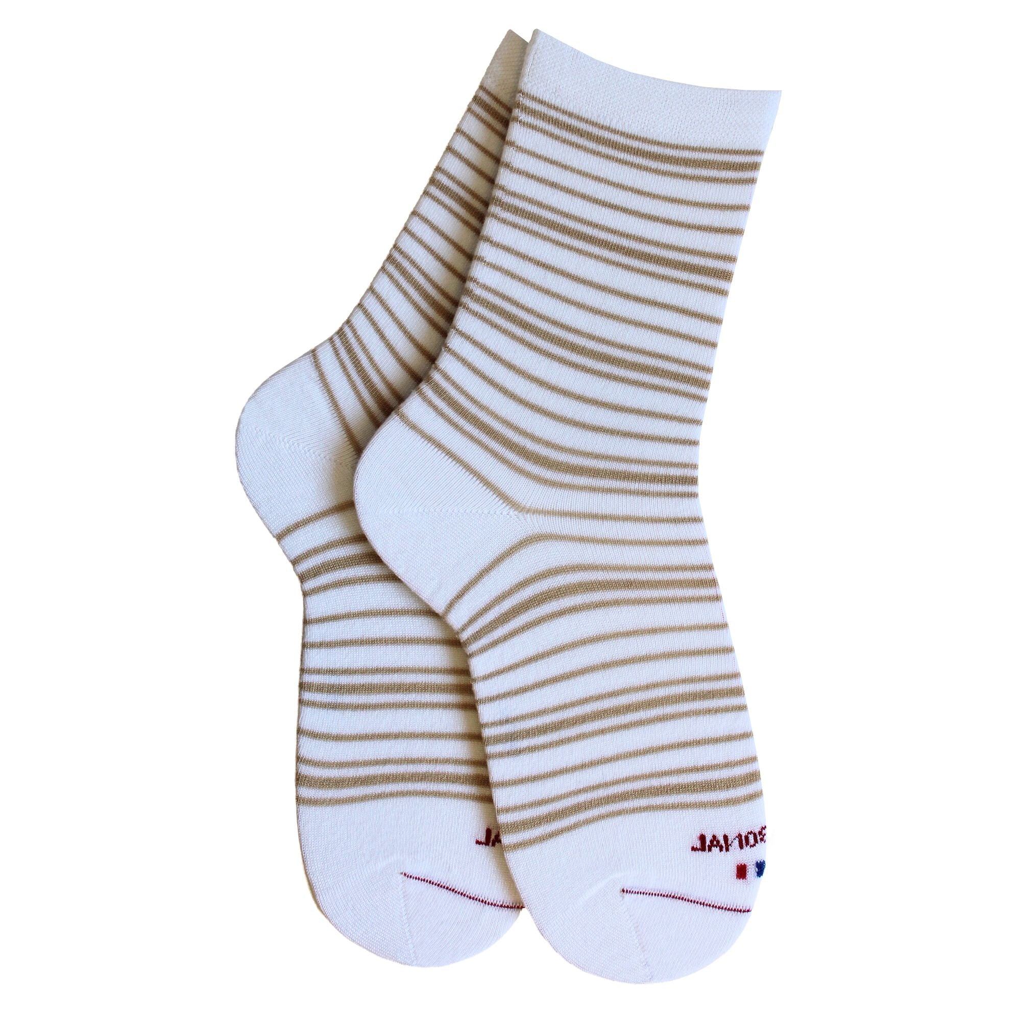 Socquettes en bambou Blanc - Rayures bicolores