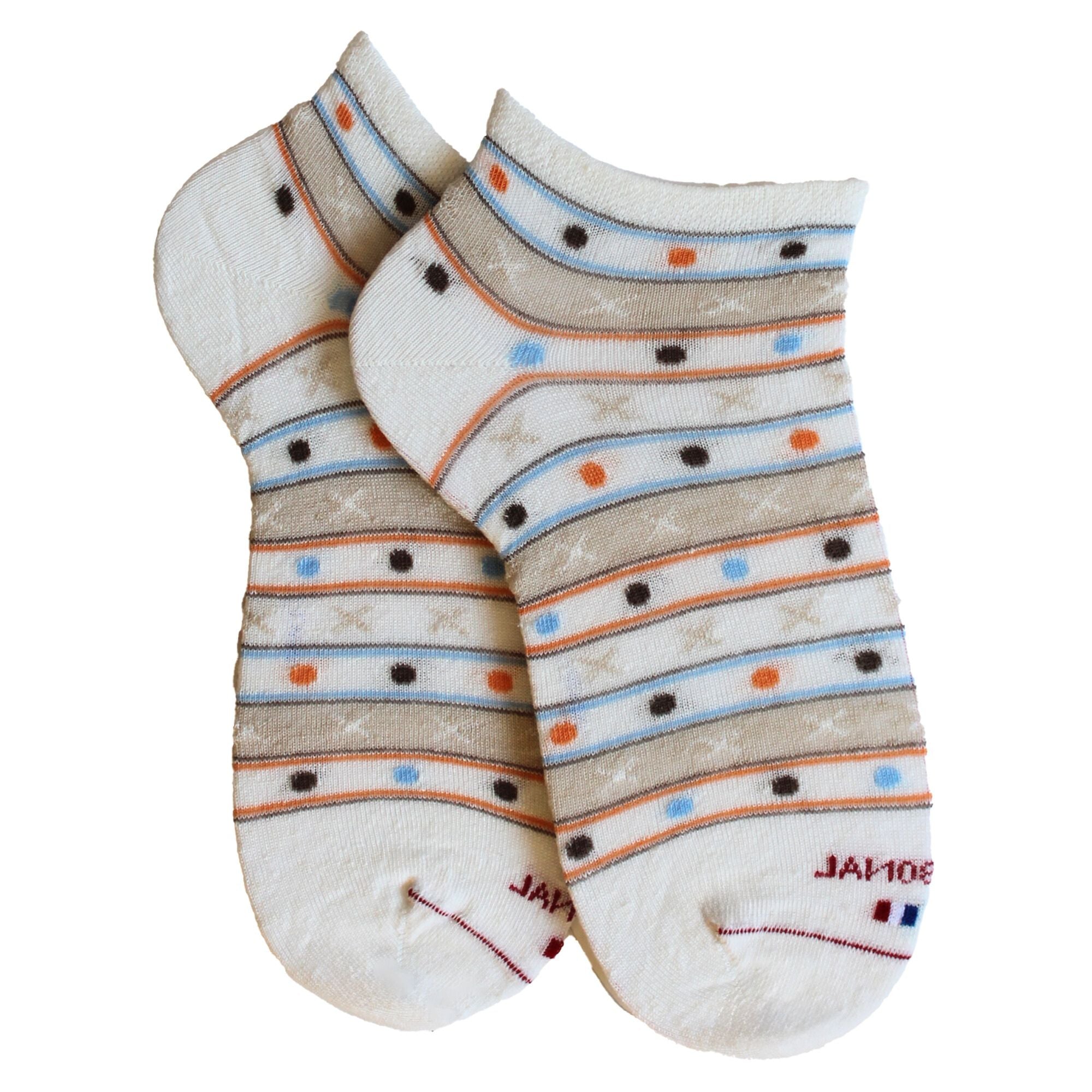 Mini-socquettes en lin Blanc - Rayures et pois