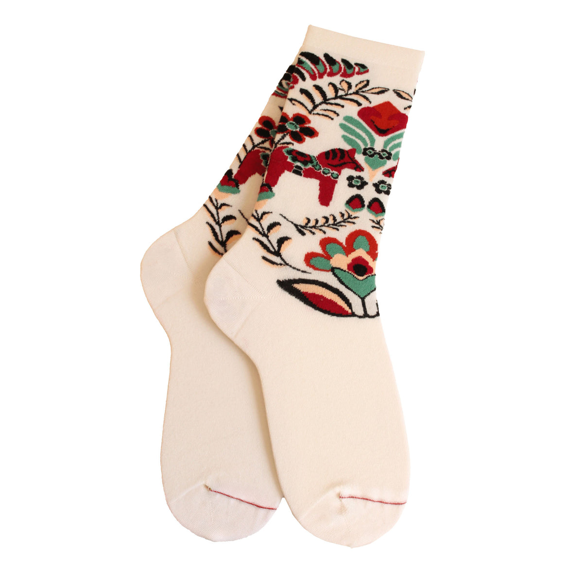 Chaussettes écru motif cheval nordique