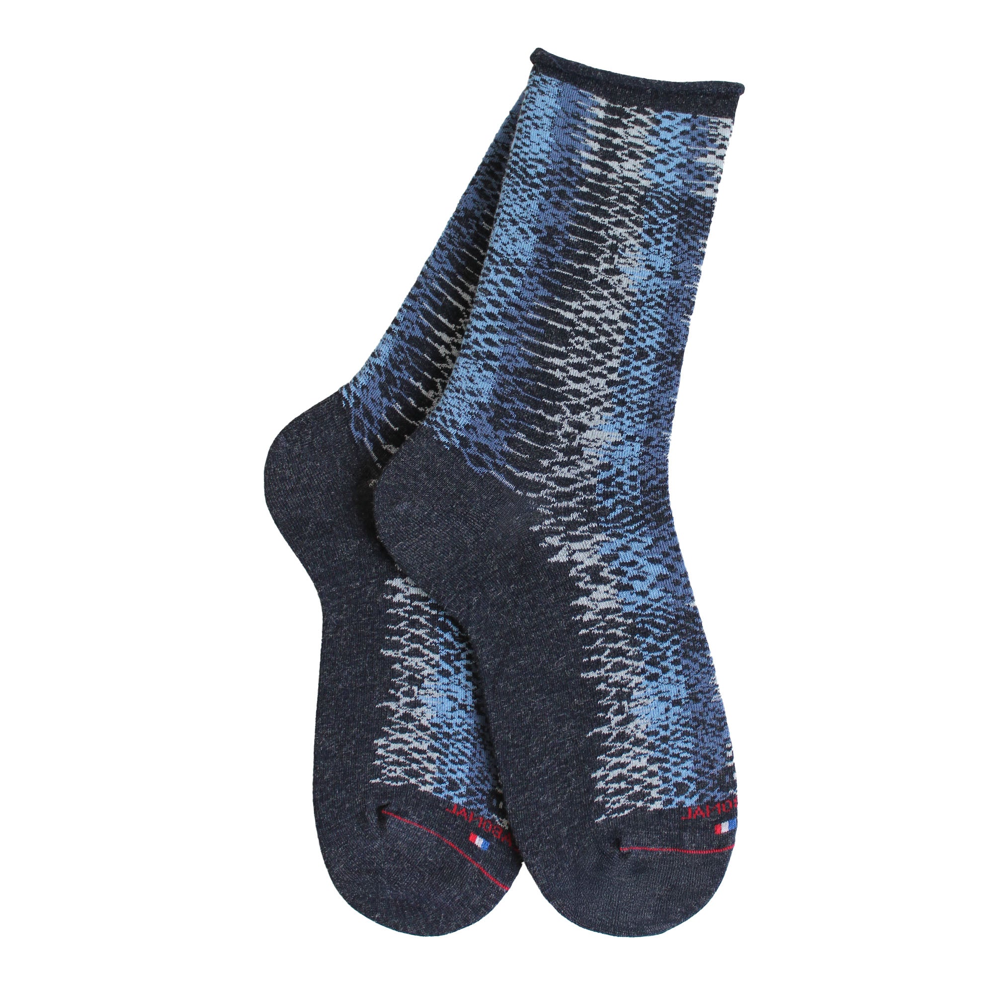 Chaussettes bleu roulottée motif serpent