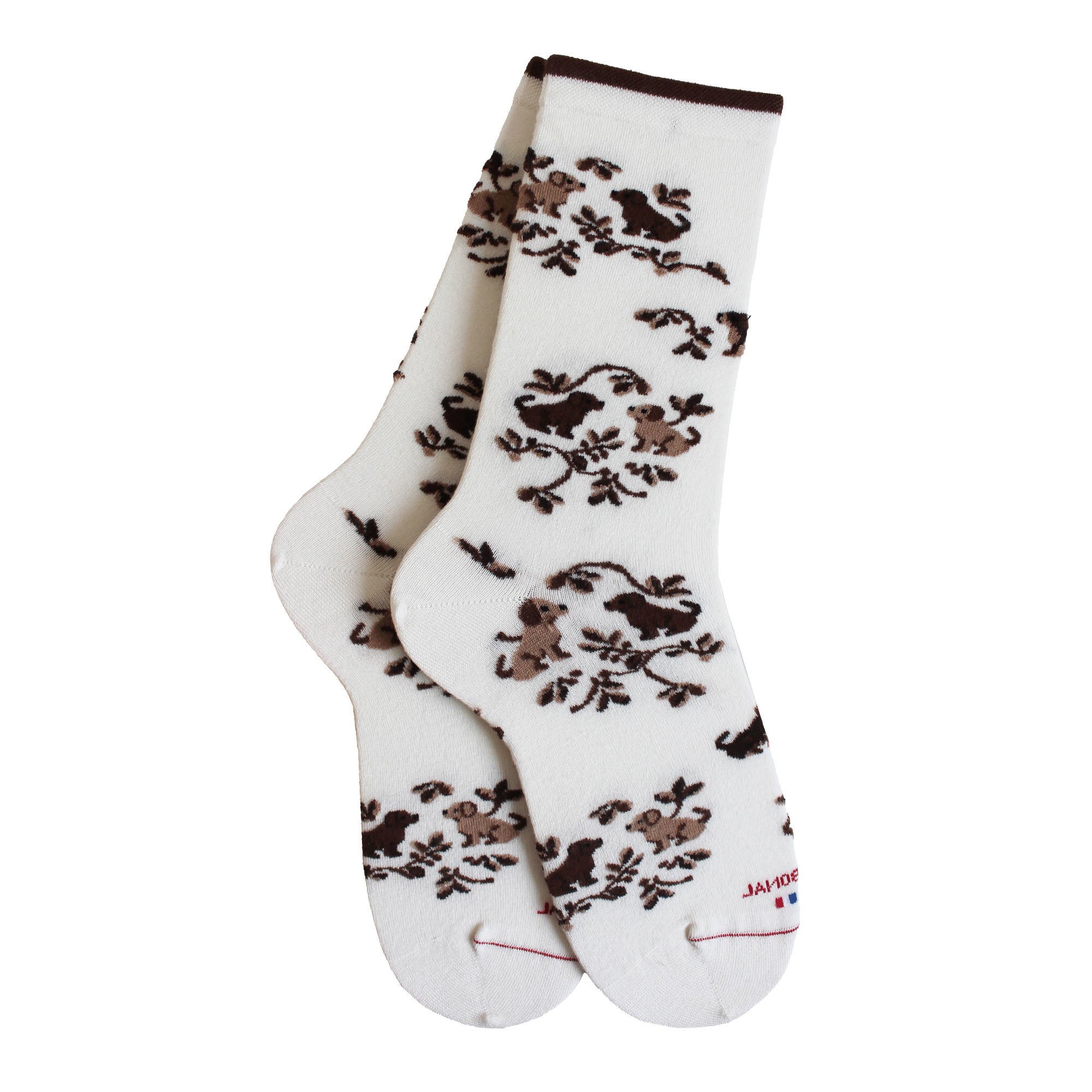 Chaussettes écru motif chiens
