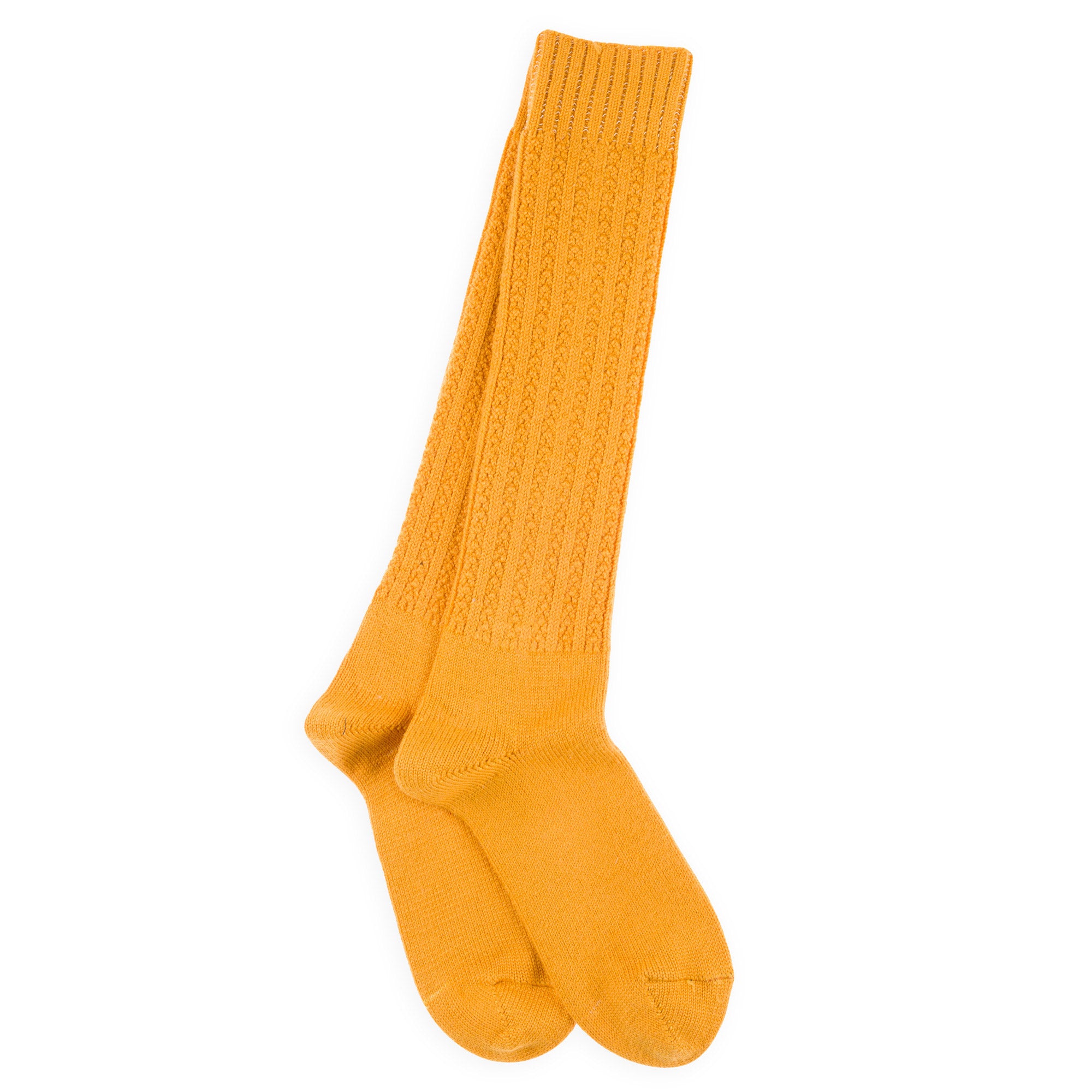 Chaussettes hautes en laine mérinos Jaune - Effet de maille