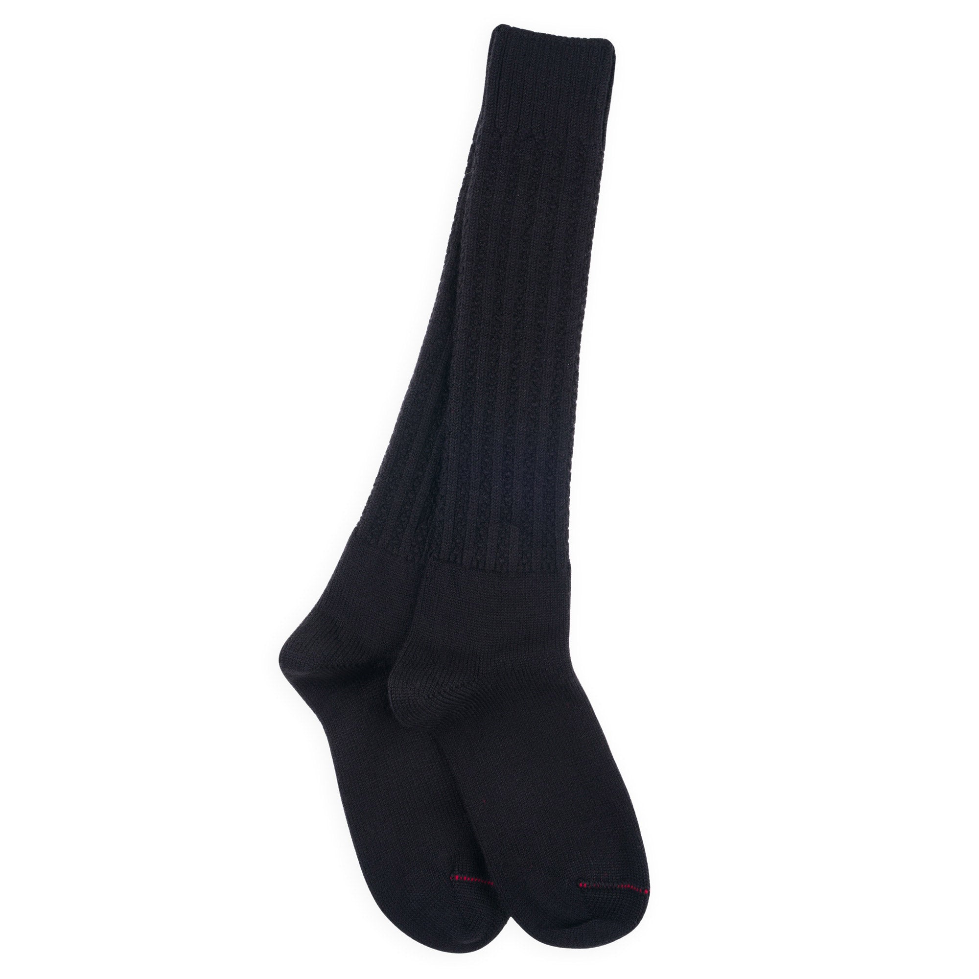 Chaussettes hautes en laine mérinos Noir - Effet de maille