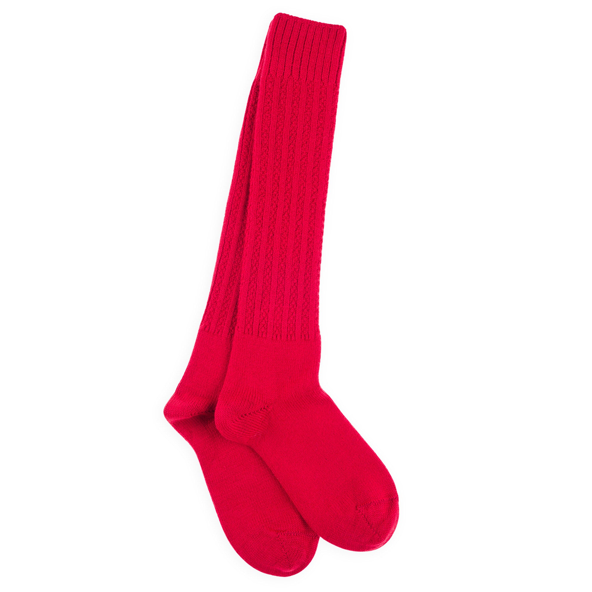 Chaussettes hautes en laine mérinos Rouge - Effet de maille
