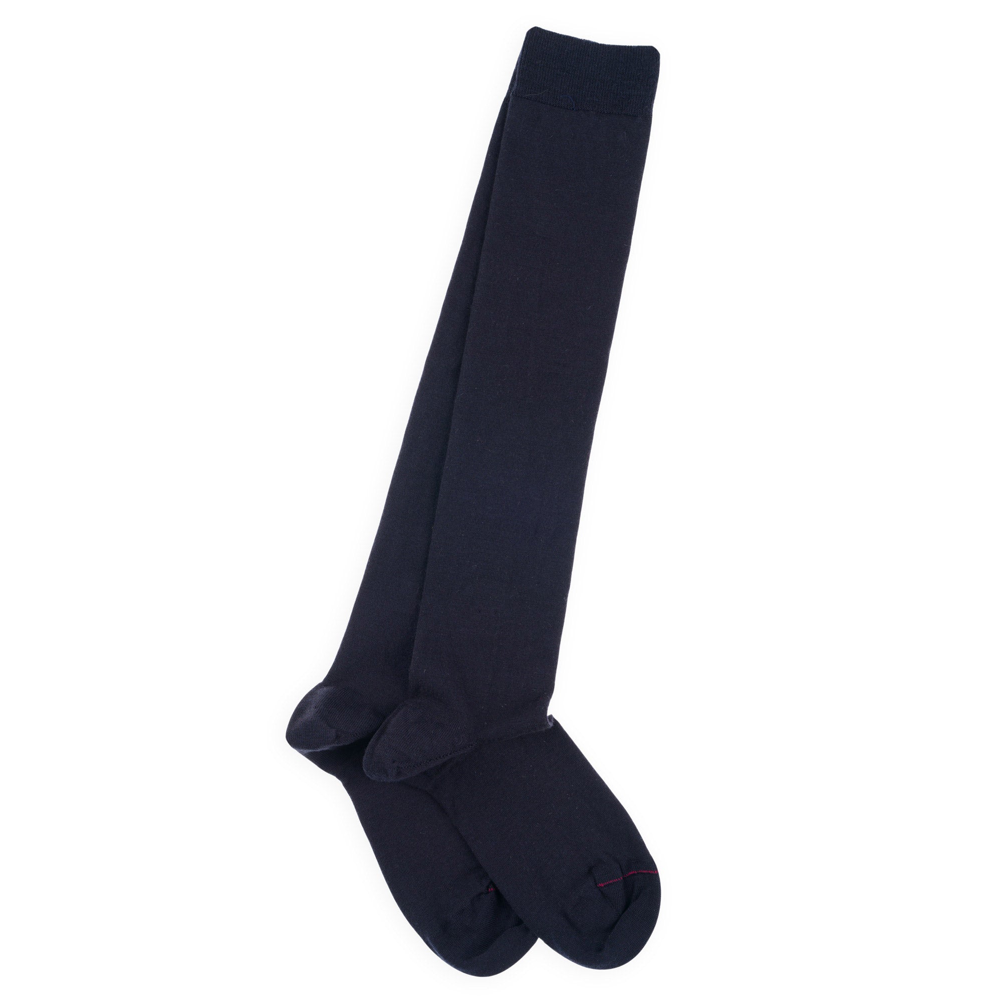 Chaussettes hautes Unies jersey laine mérinos et intérieur coton Marine