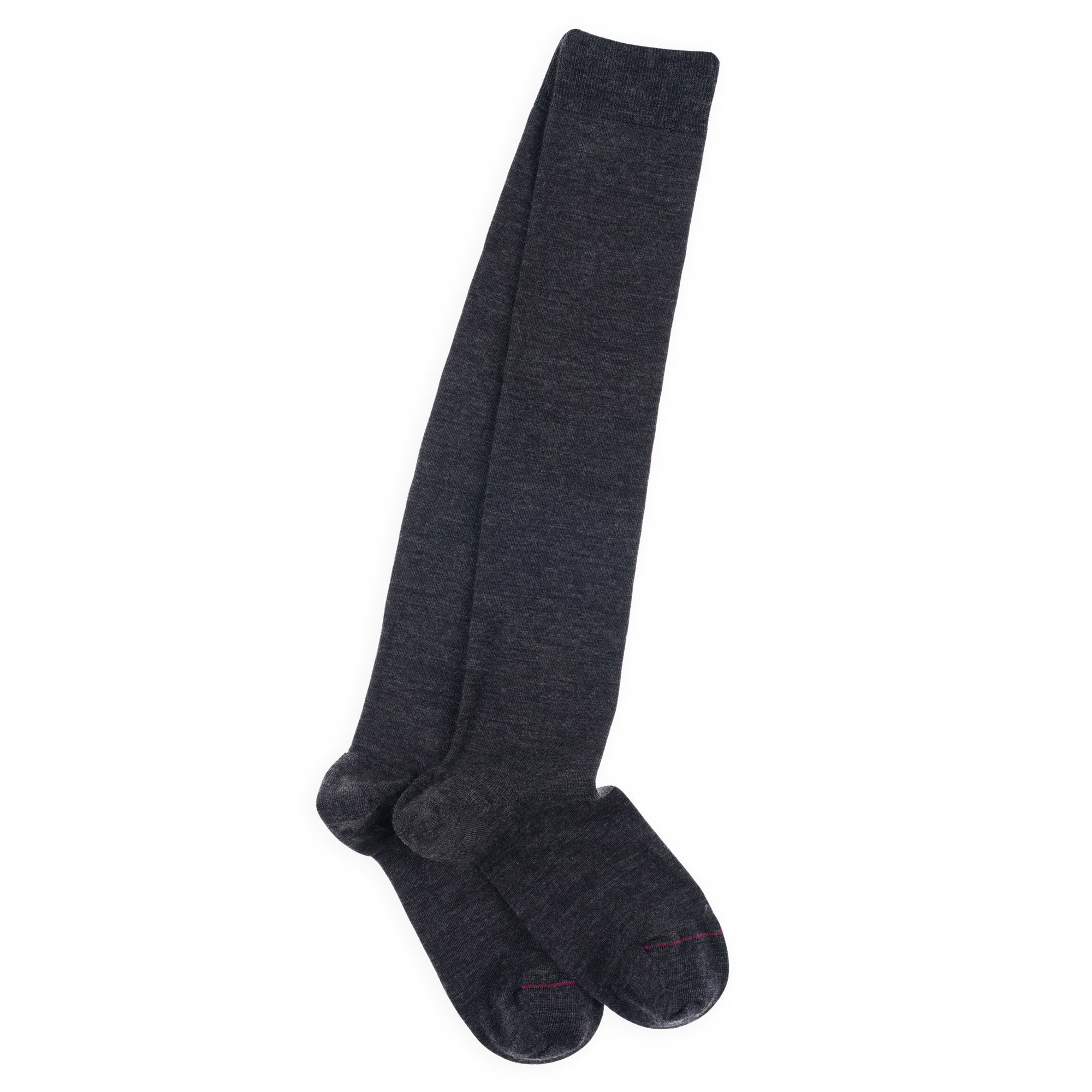 Chaussettes hautes Unies jersey laine mérinos et intérieur coton Anthracite
