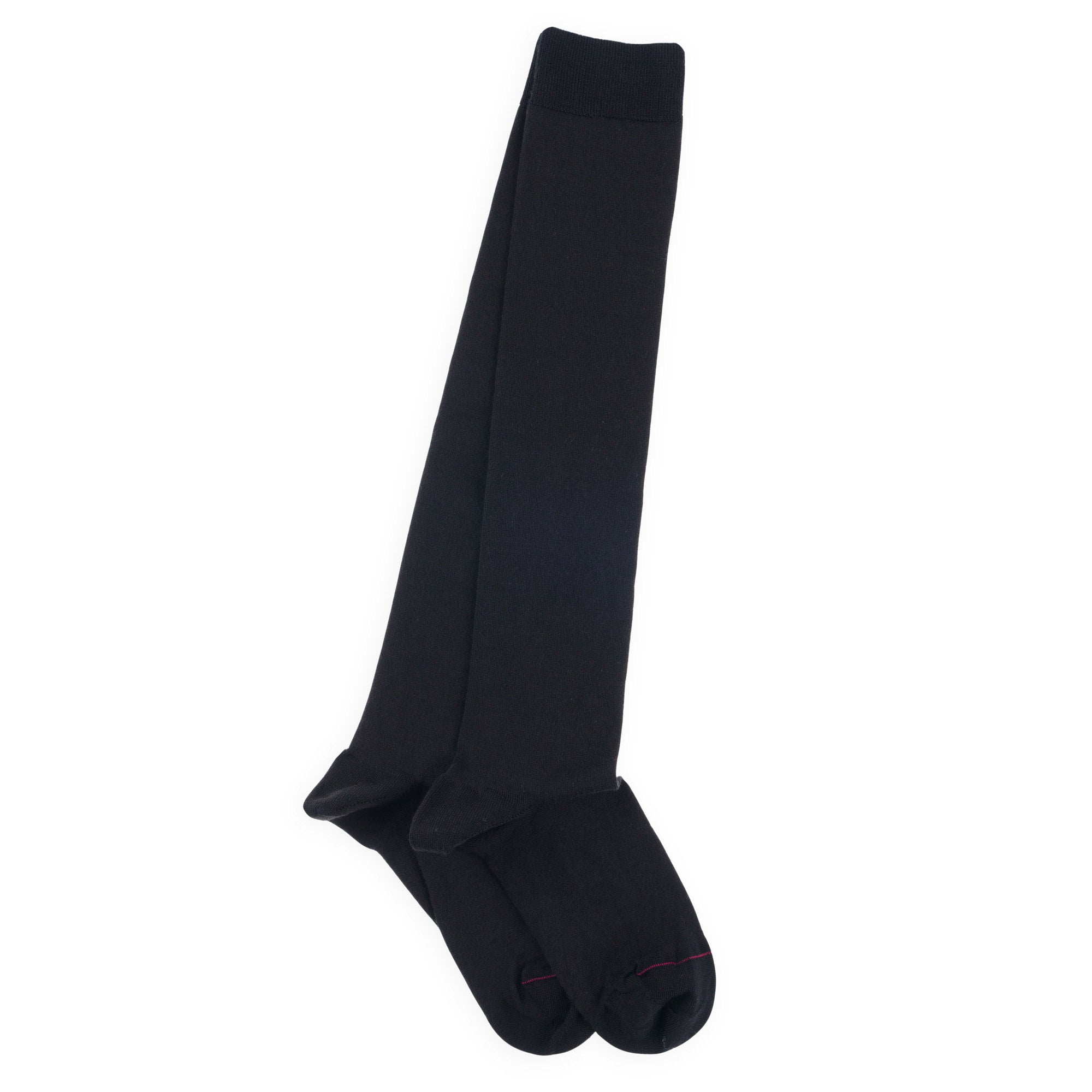 Chaussettes hautes Unies jersey laine mérinos et intérieur coton Noir