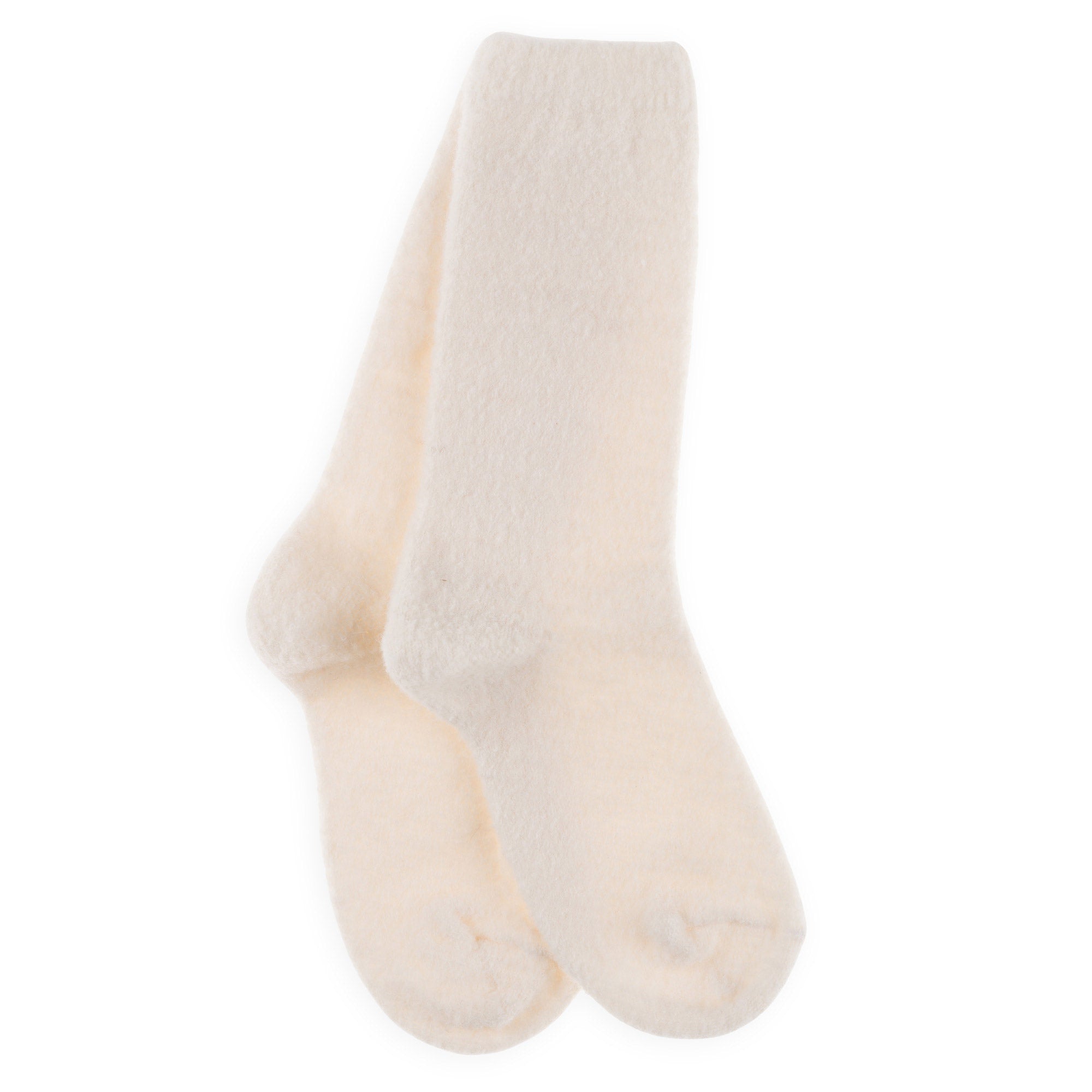 Chaussettes en laine mérinos Ecru - Polaire Bouclette
