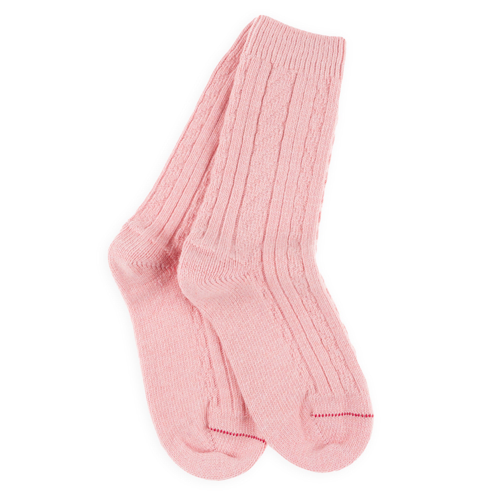Chaussettes en laine et cachemire Rose - Torsade épaisse