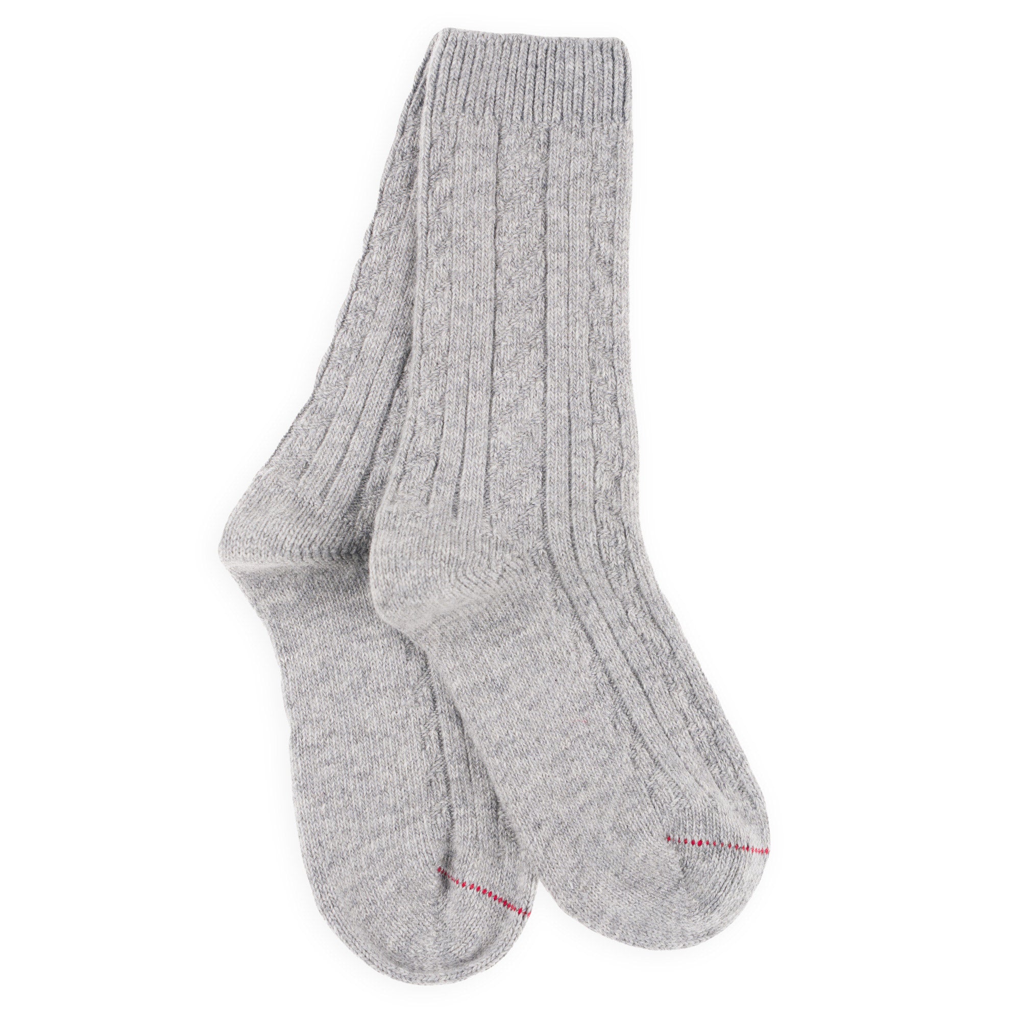 Chaussettes en laine et cachemire Gris - Torsade épaisse