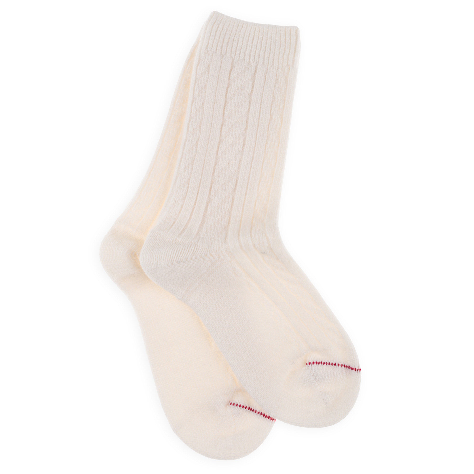 Chaussettes en laine et cachemire Blanc - Torsade épaisse