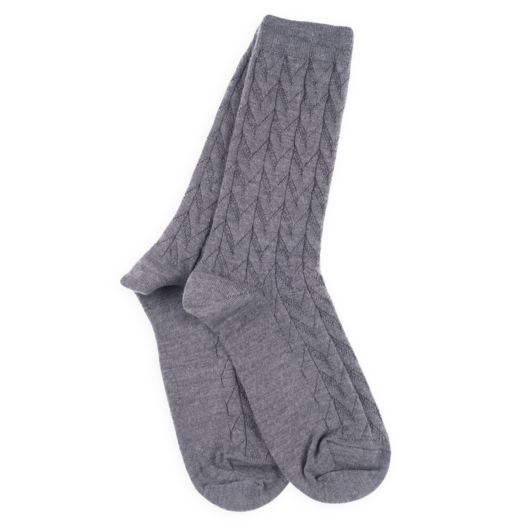Chaussettes en laine mérinos et cachemire Gris clair - Effet de maille