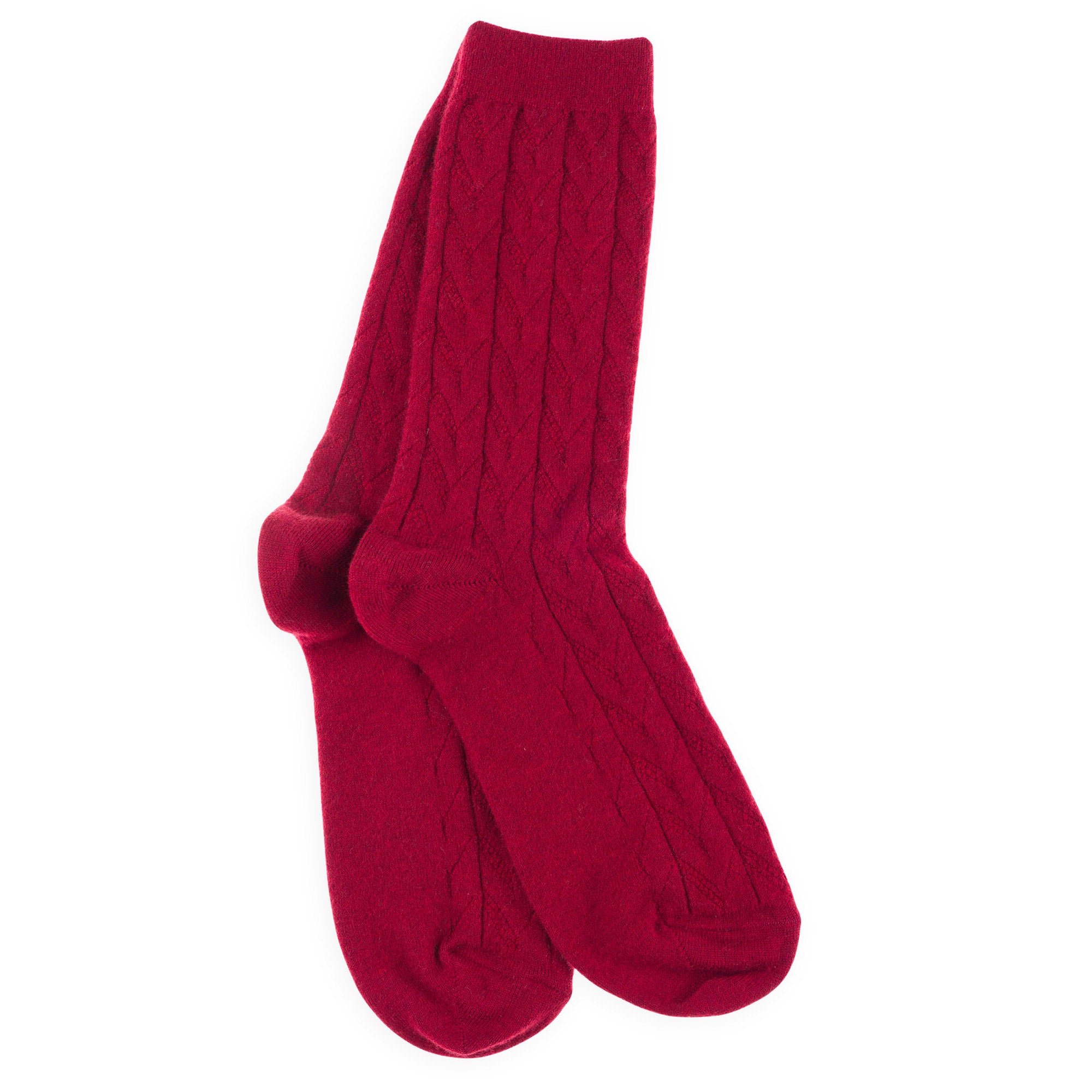 Chaussettes en laine mérinos et cachemire Bordeaux - Effet de maille