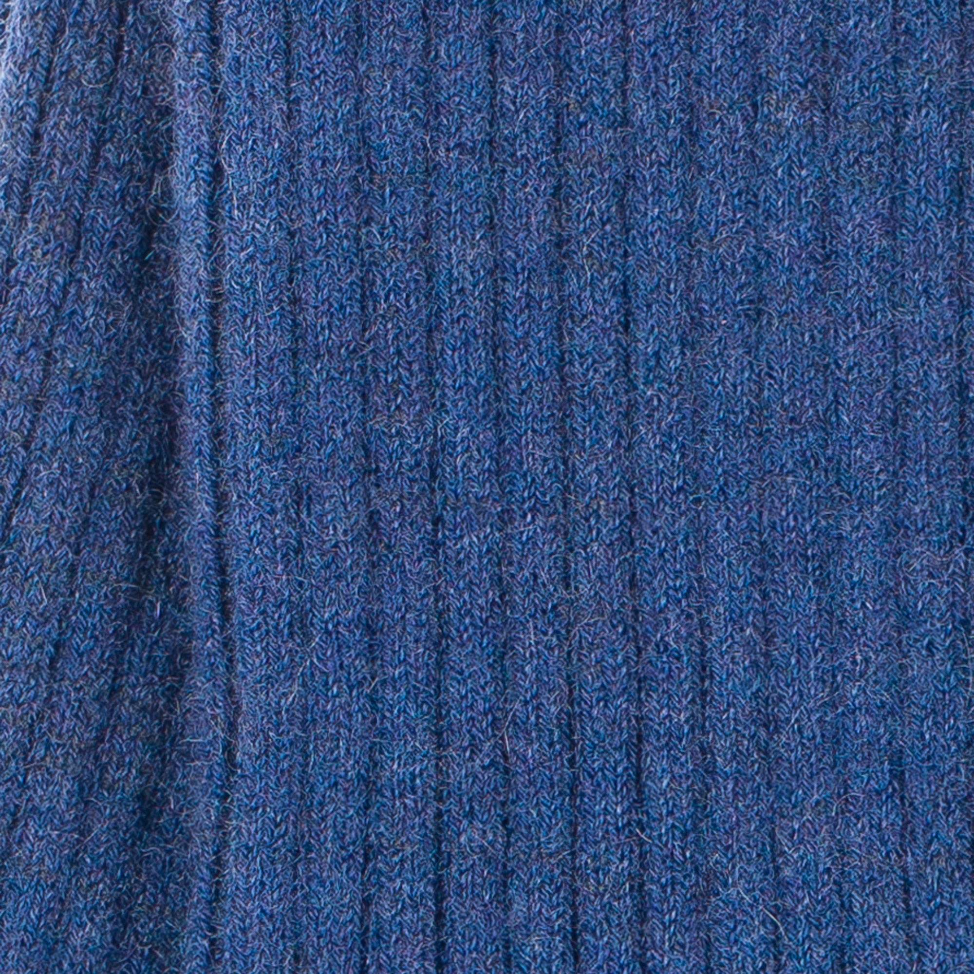 Chaussettes en laine mérinos et cachemire Bleu jean - Revers et côtes