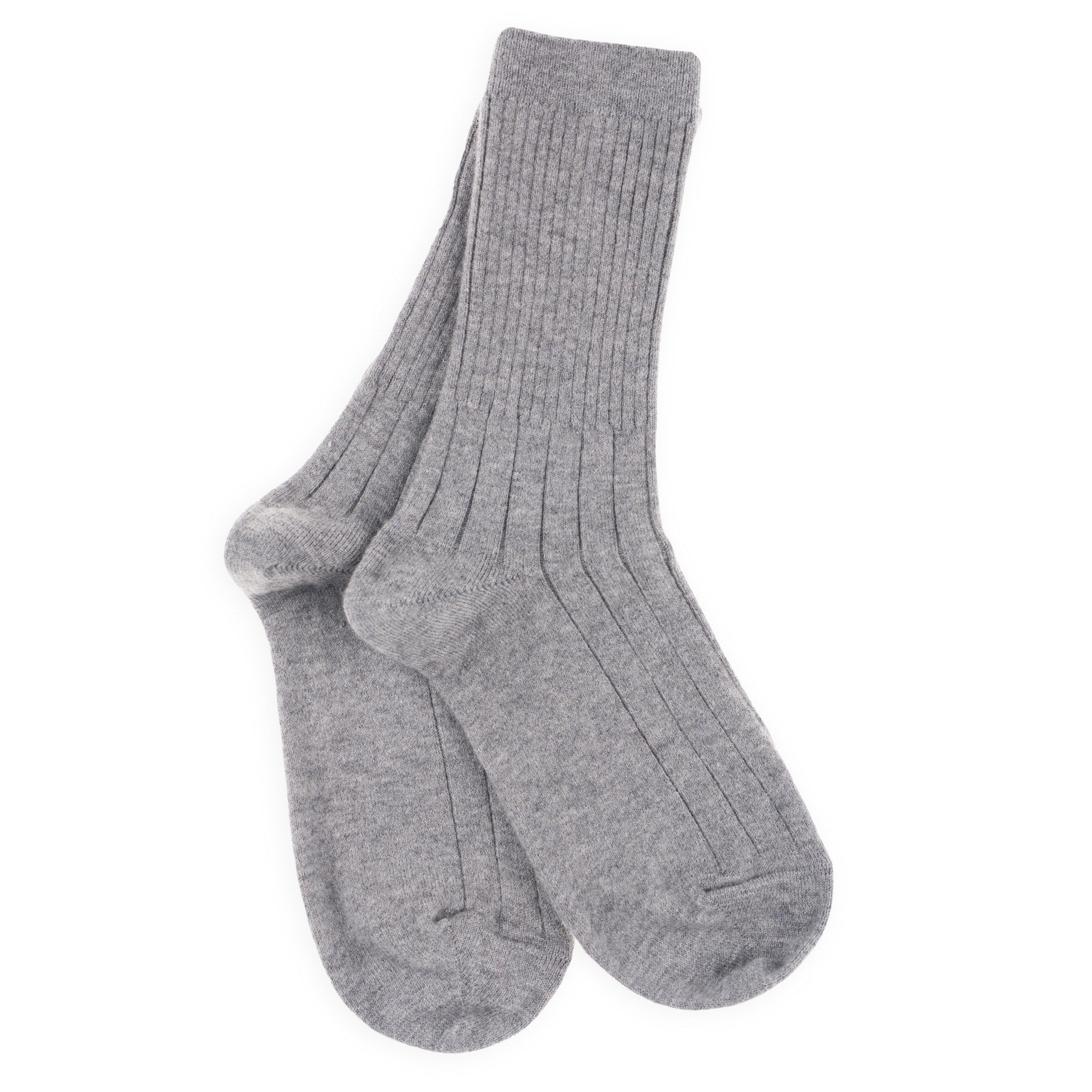 Chaussettes en laine mérinos et cachemire Gris - Revers et côtes