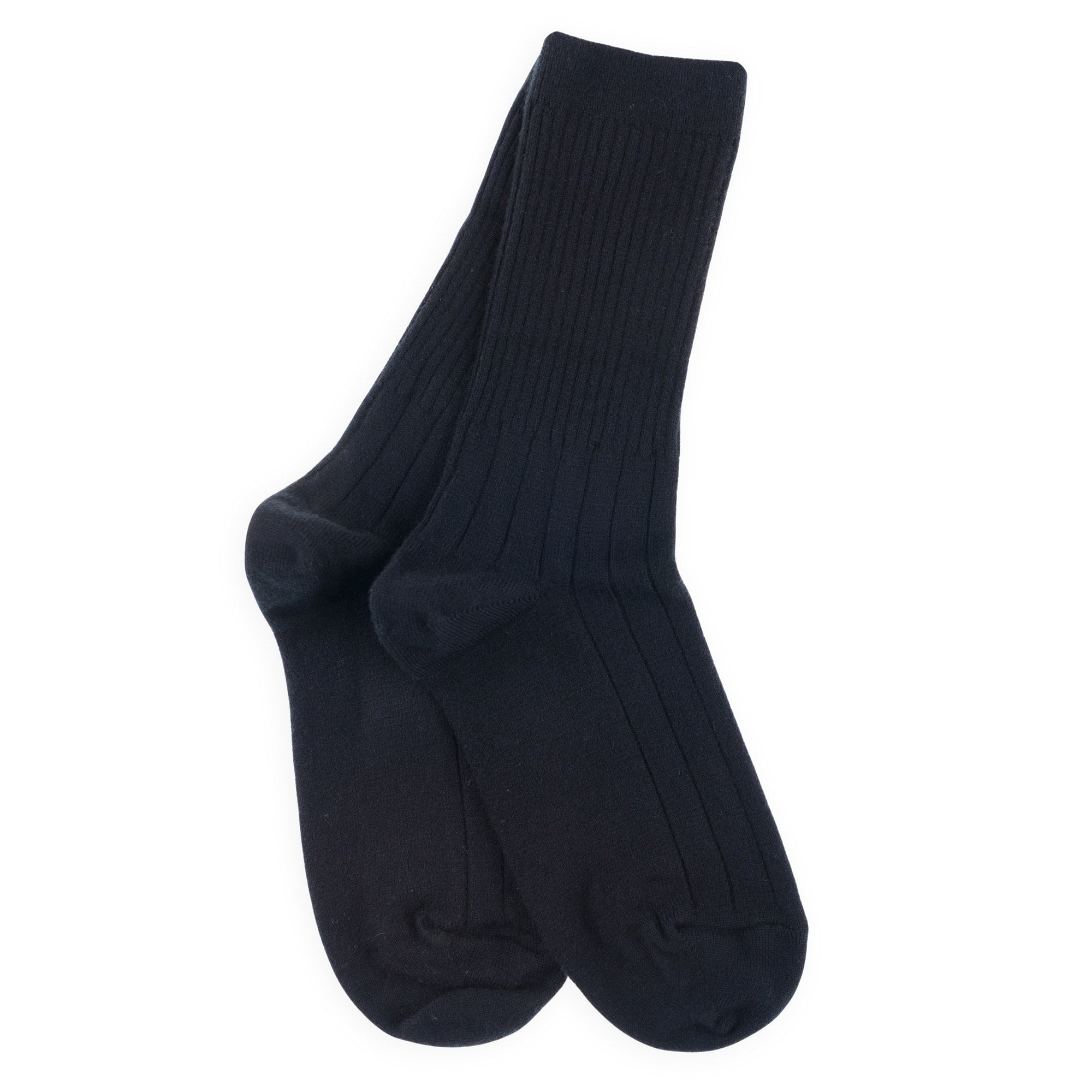 Chaussettes en laine mérinos et cachemire Noir - Revers et côtes