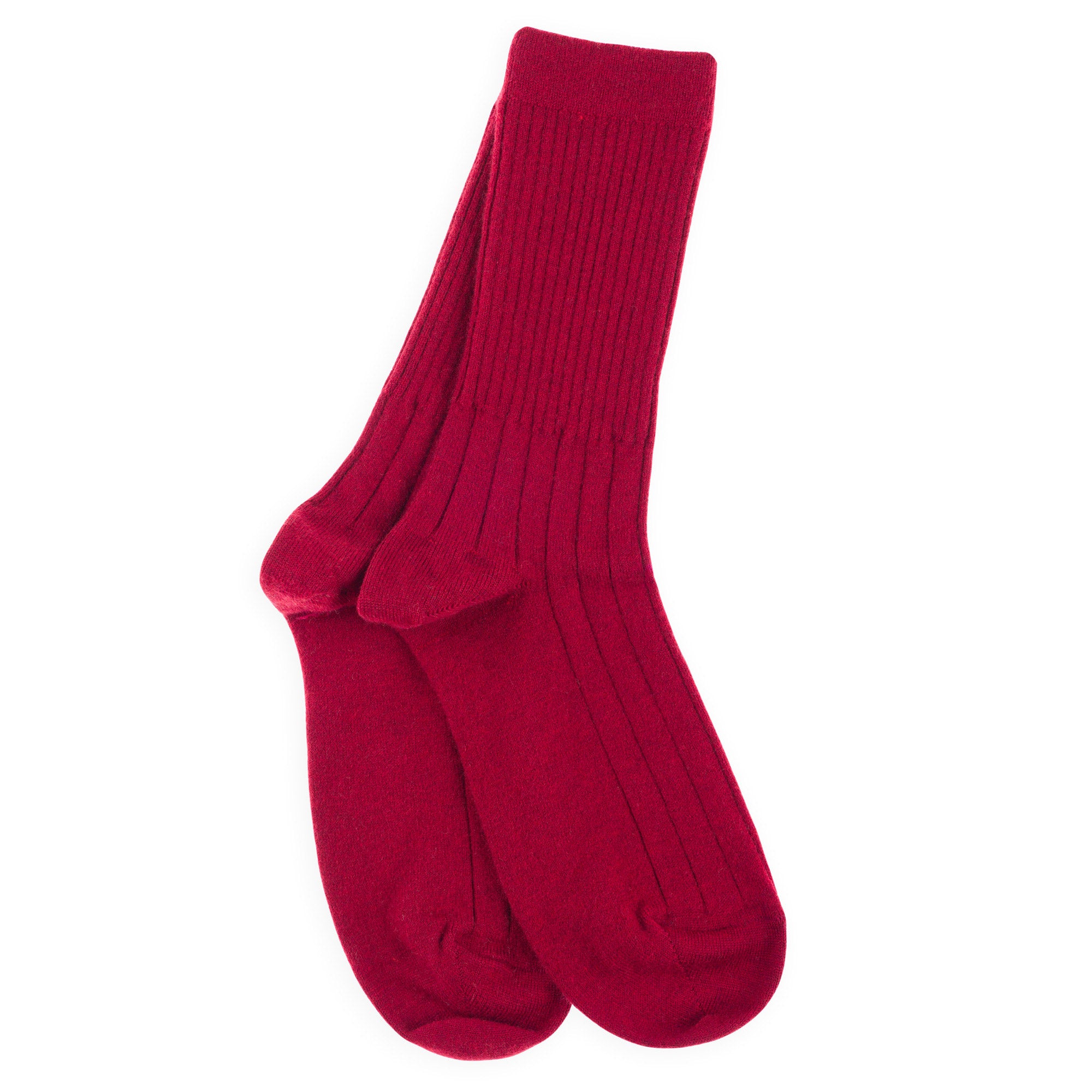 Chaussettes en laine mérinos et cachemire Bordeaux - Revers et côtes