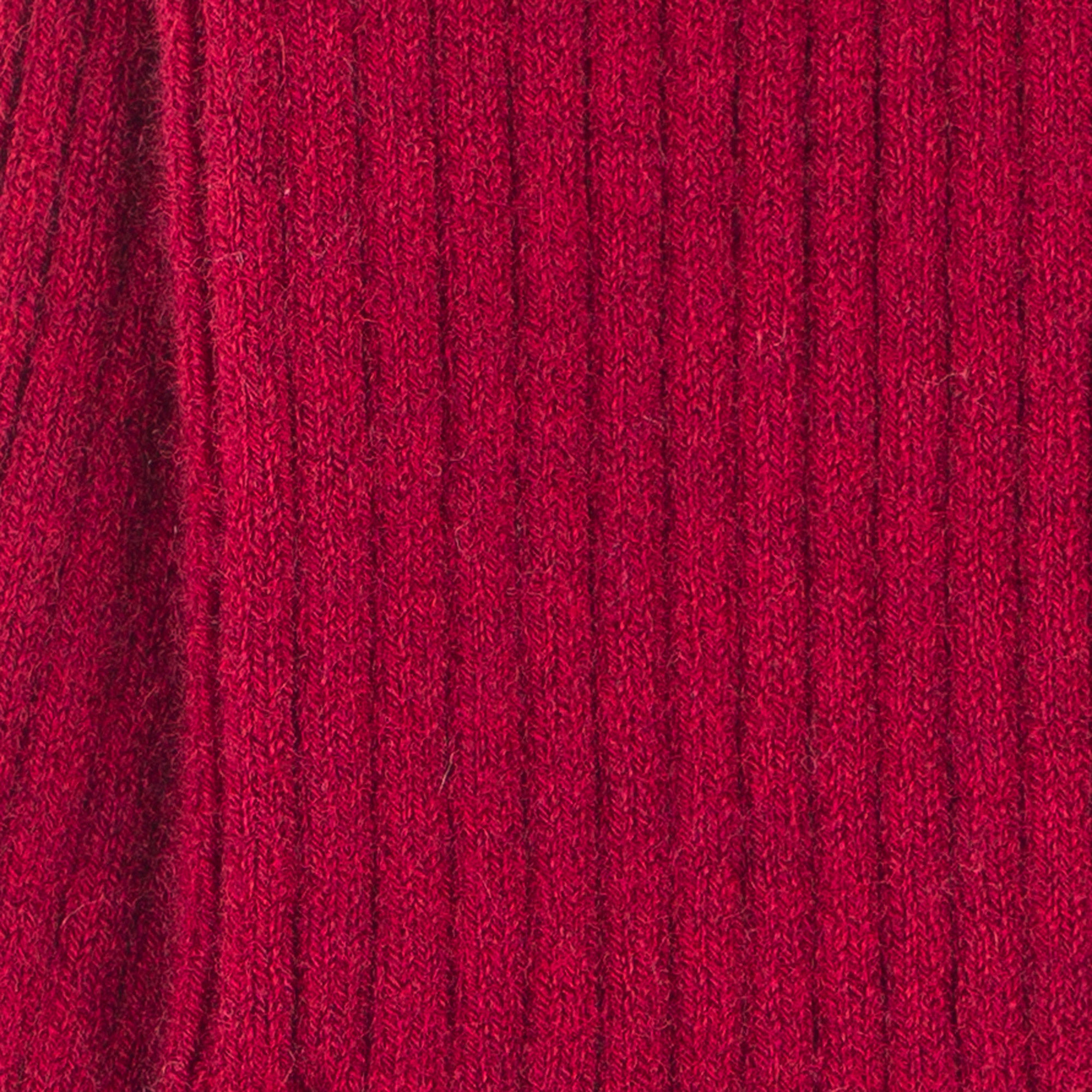 Chaussettes en laine mérinos et cachemire Bordeaux - Revers et côtes