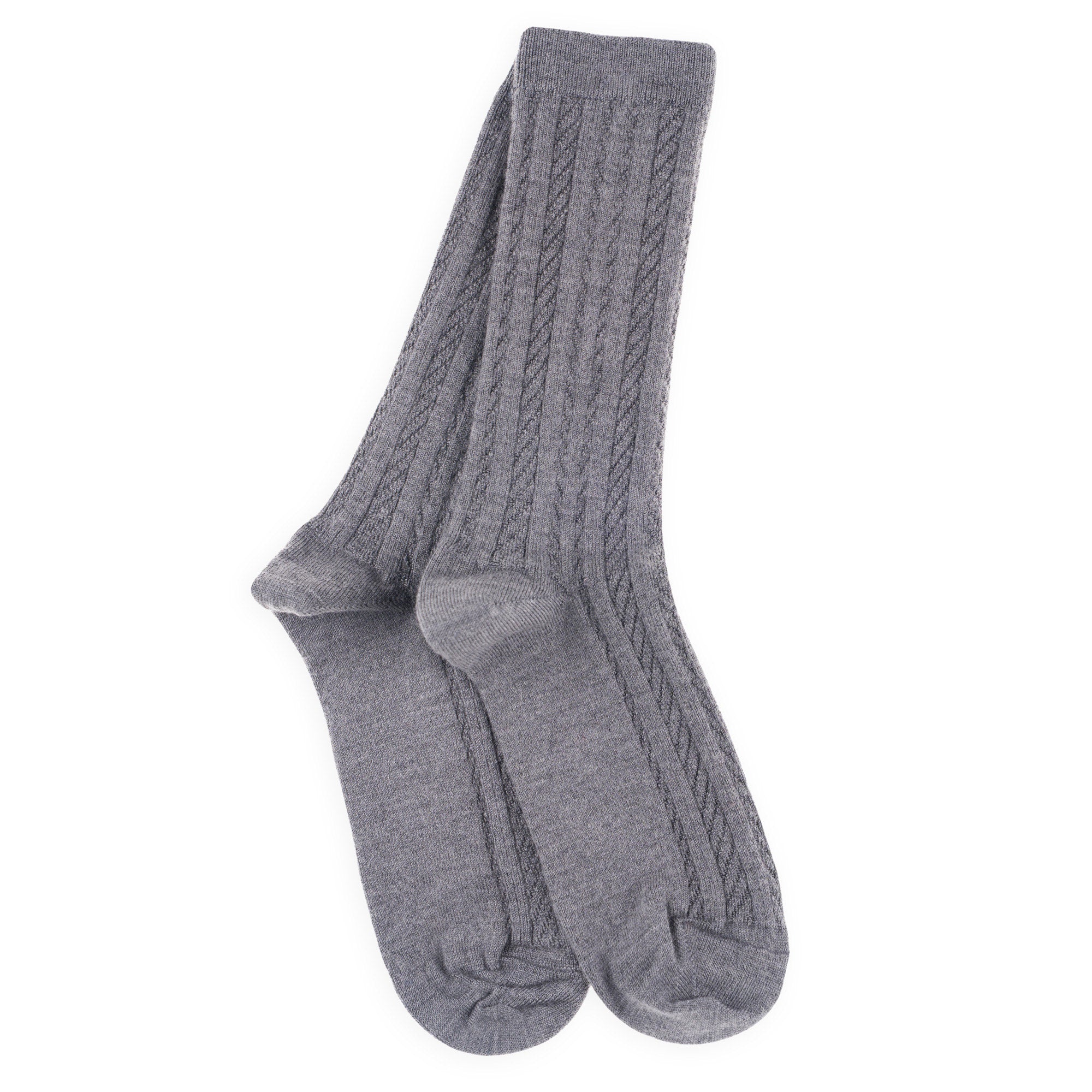 Chaussettes en laine mérinos et soie Gris - Effet de maille