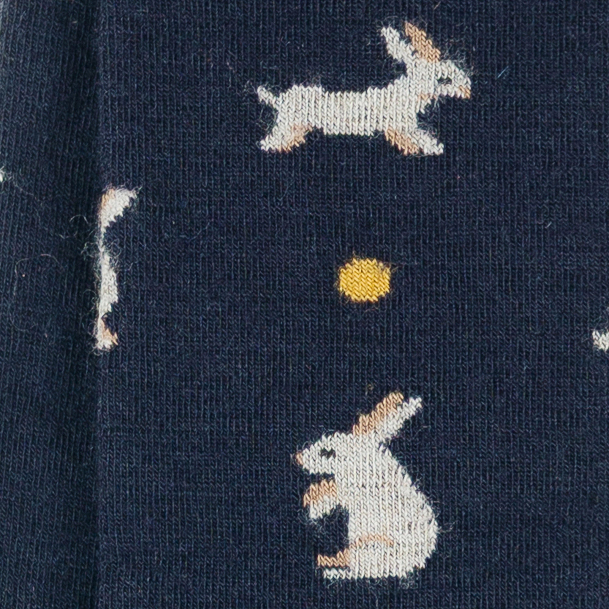 Chaussettes hautes en laine mérinos Marine - Motifs semis lapins